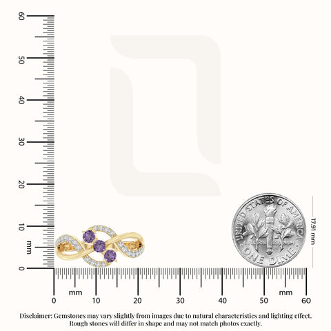 natural amethyst infinity promise rings in yellow gold vermeil