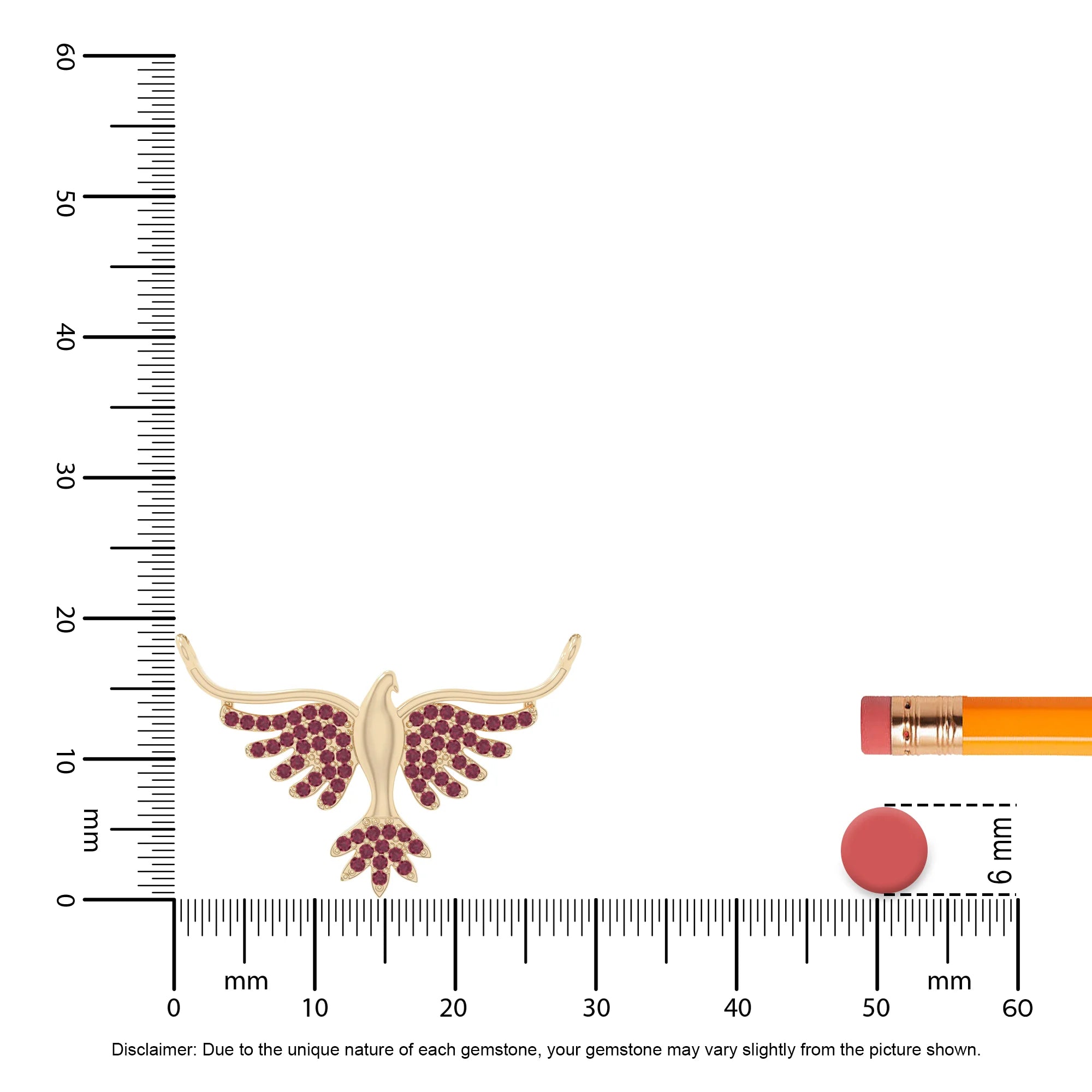 natural ruby phoenix eagle necklaces in yellow gold vermeil 