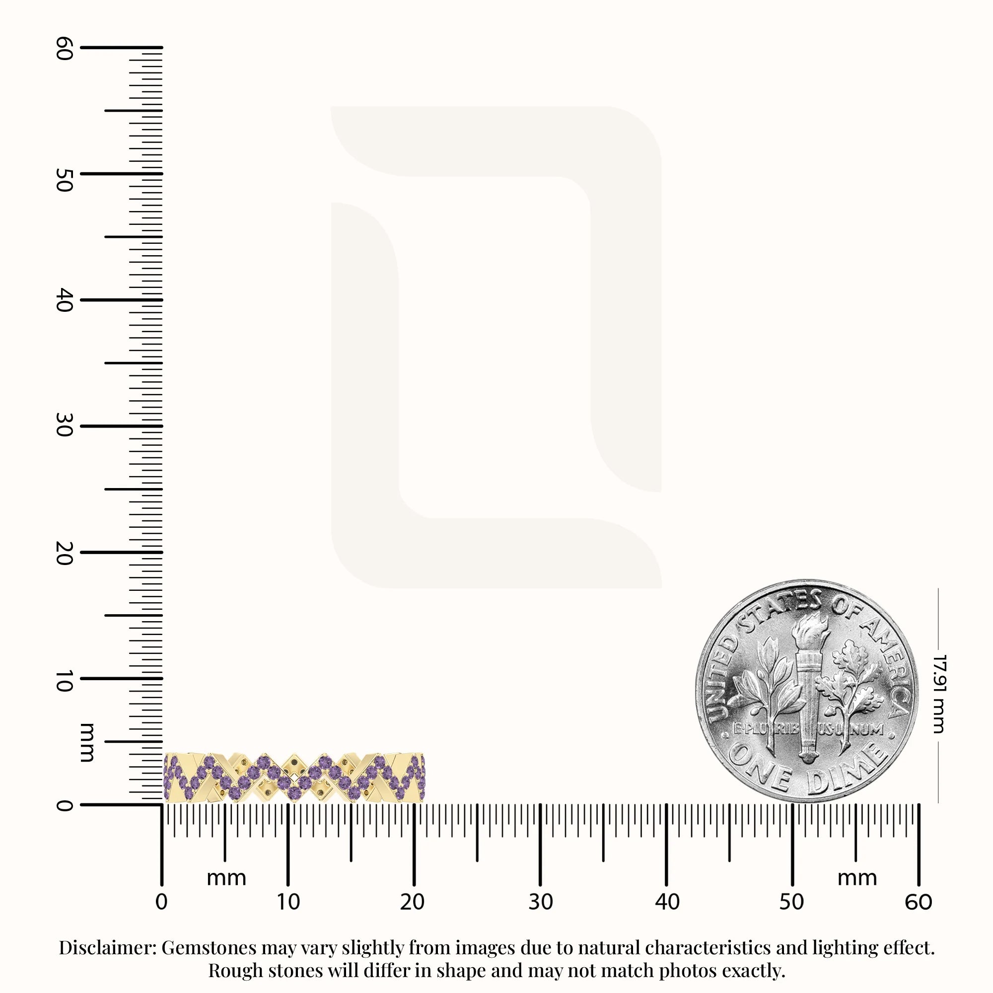 natural amethyst zig-zag wedding band rings in yellow gold vermeil