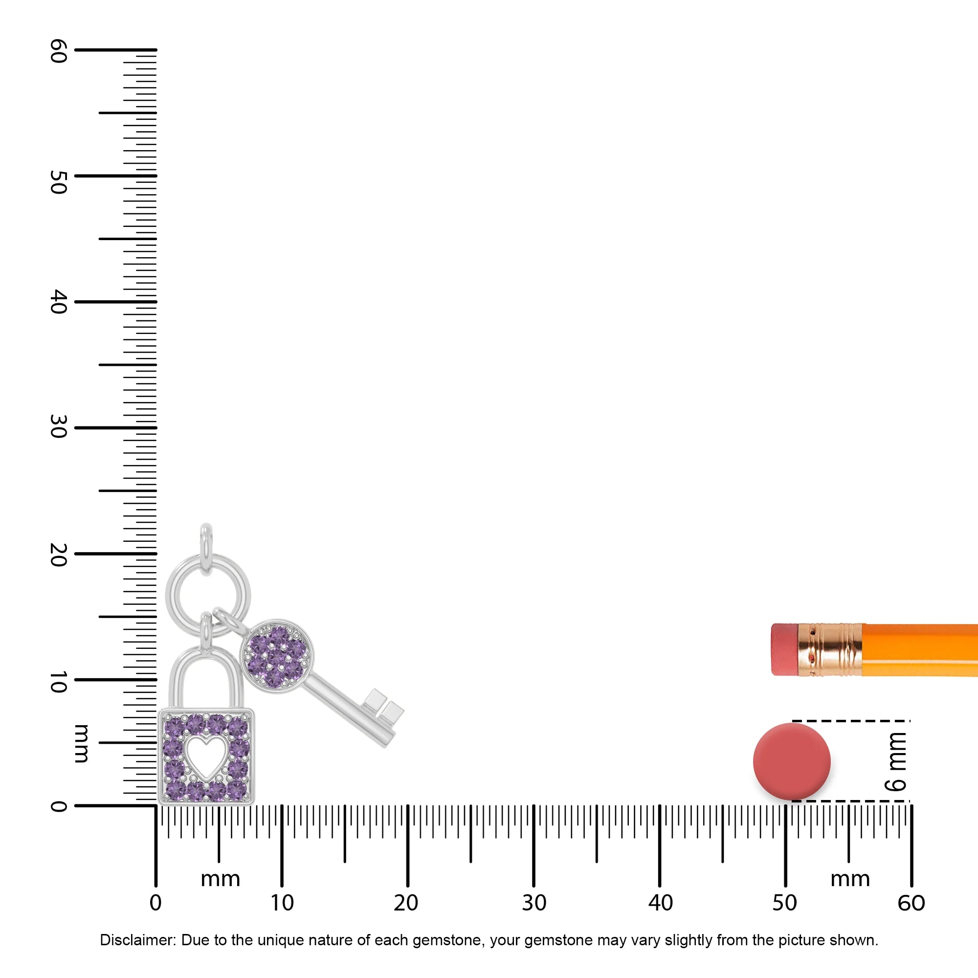 natural amethyst lock & key necklaces in sterling silver 