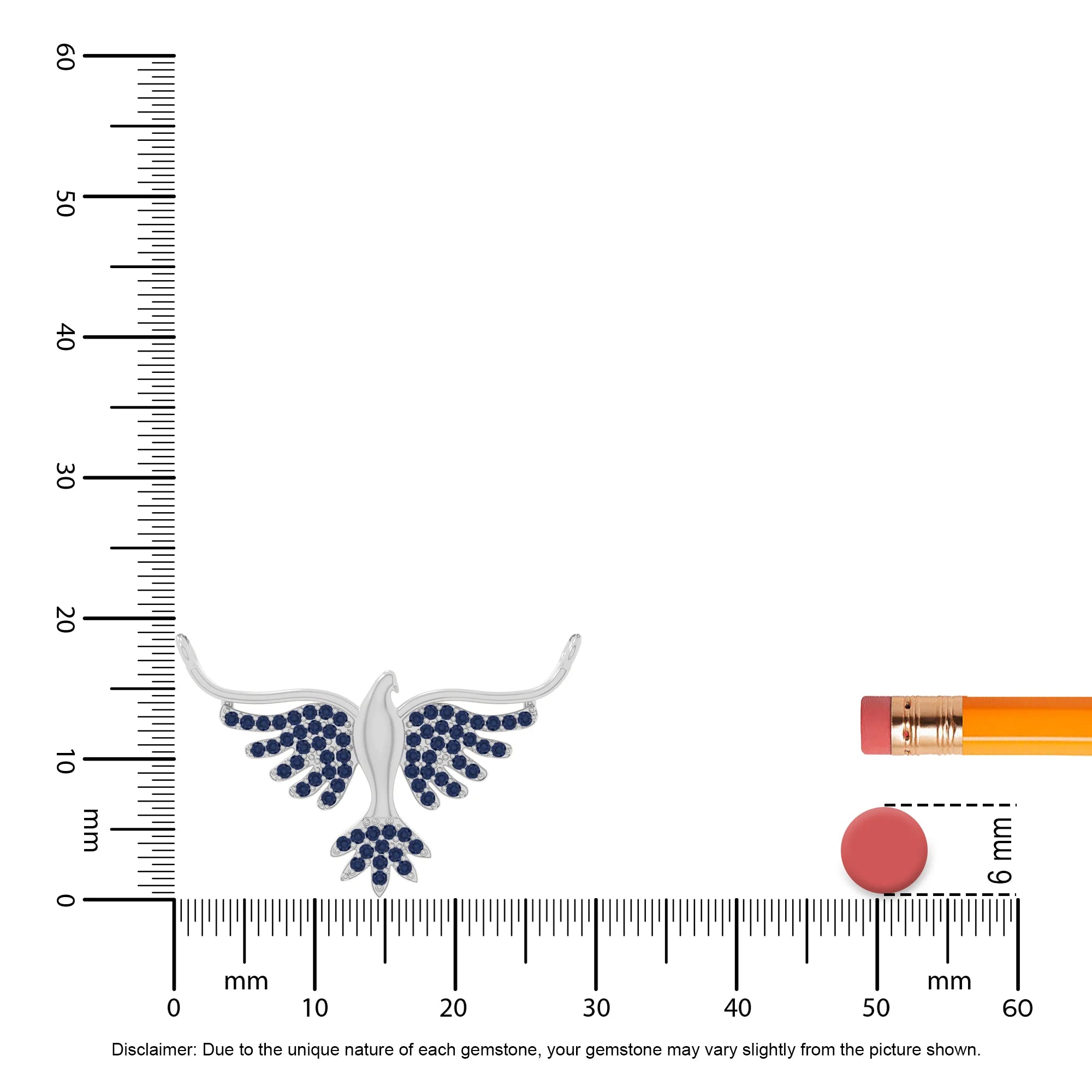 natural blue-sapphire phoenix eagle necklaces in sterling silver 