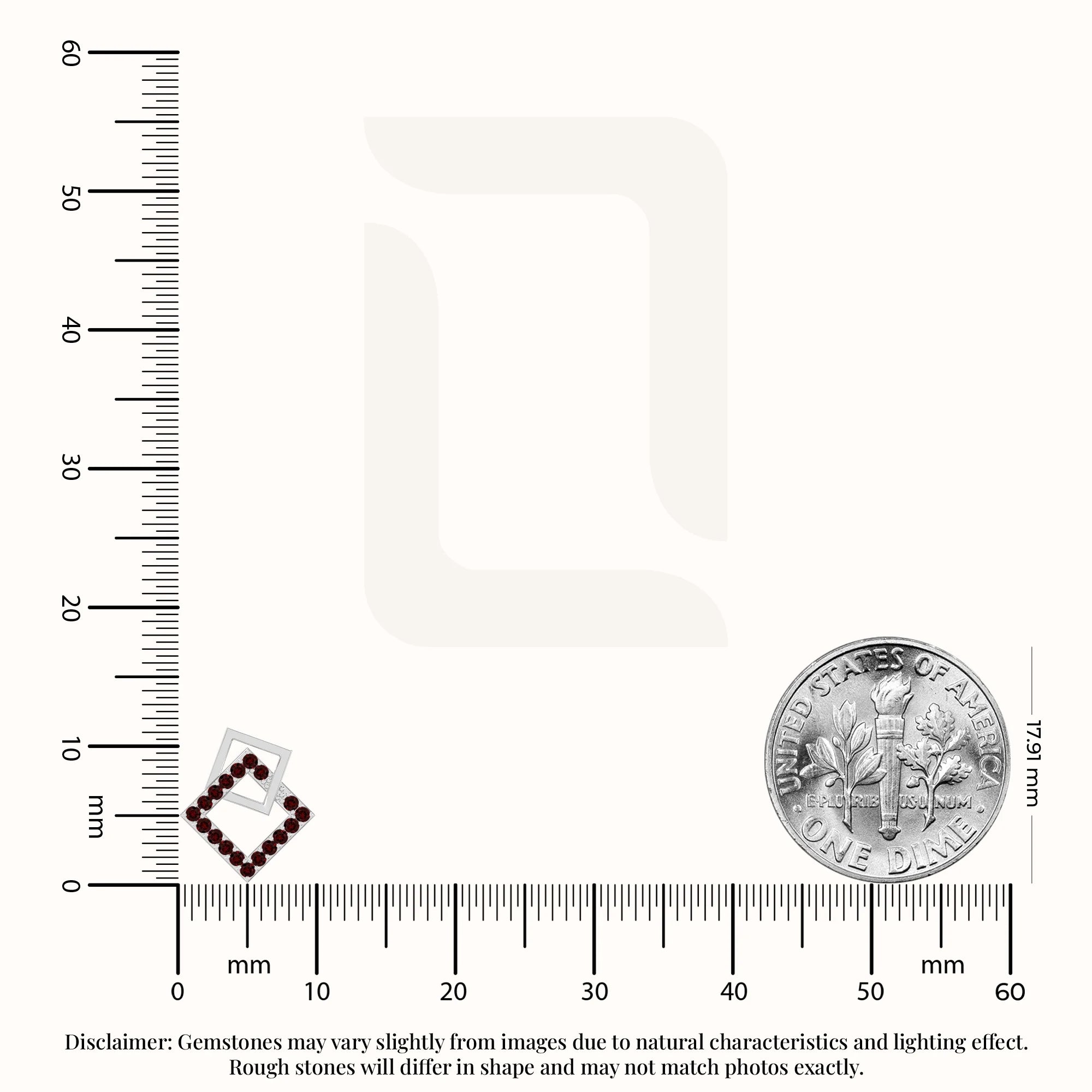 natural garnet square stud earrings in sterling silver 