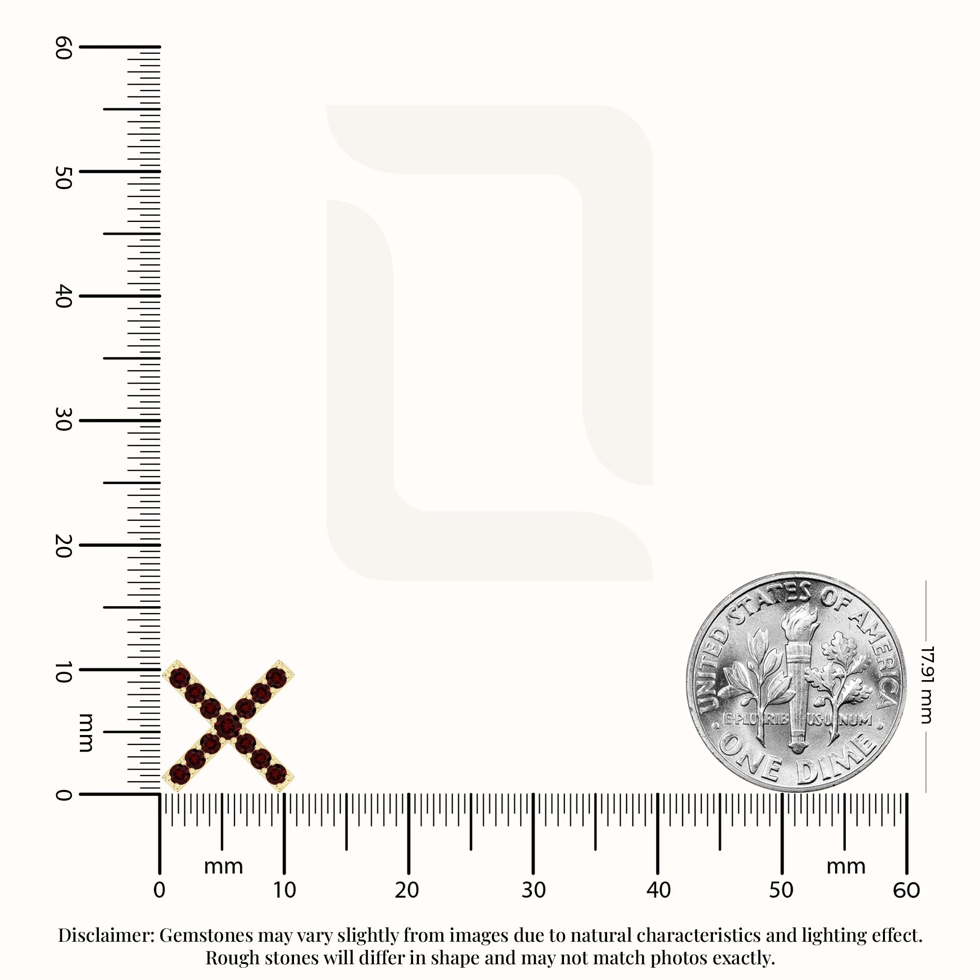 natural garnet x stud earrings in yellow gold vermeil 