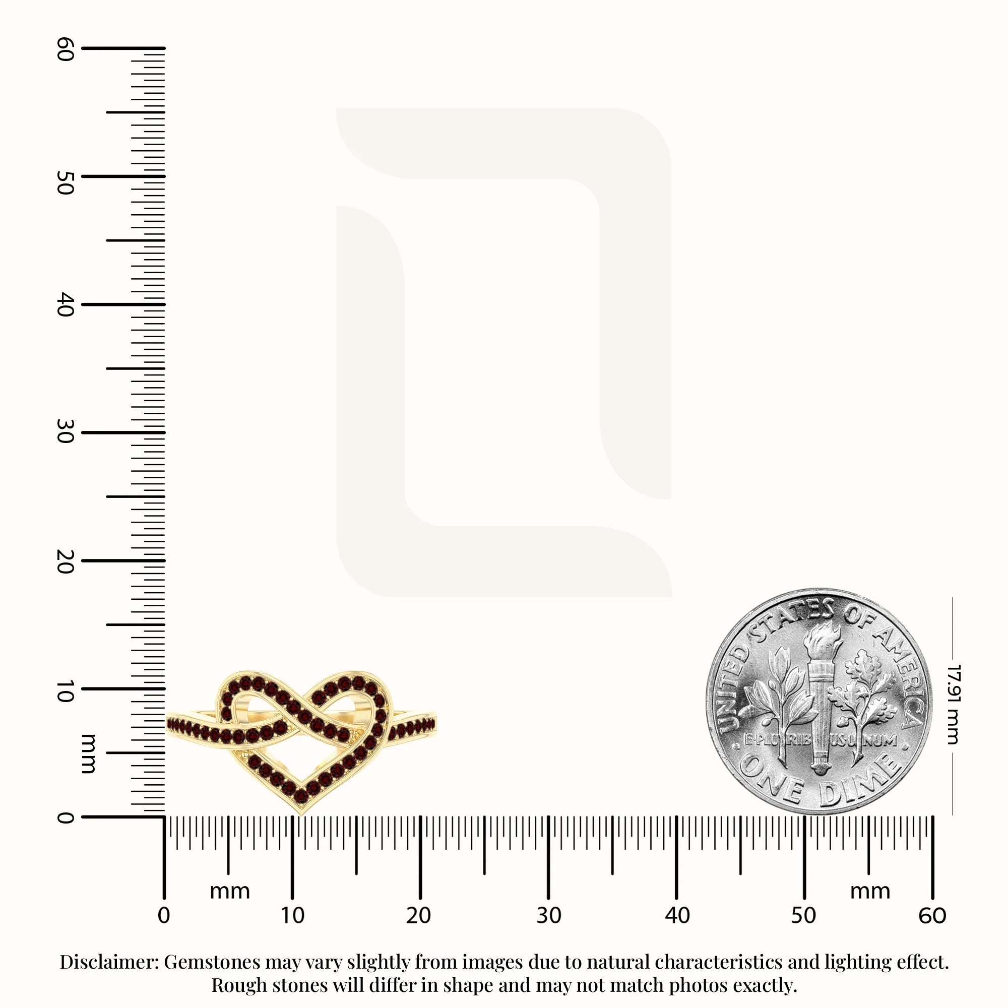 natural garnet infinity knot heart promise rings in yellow gold vermeil