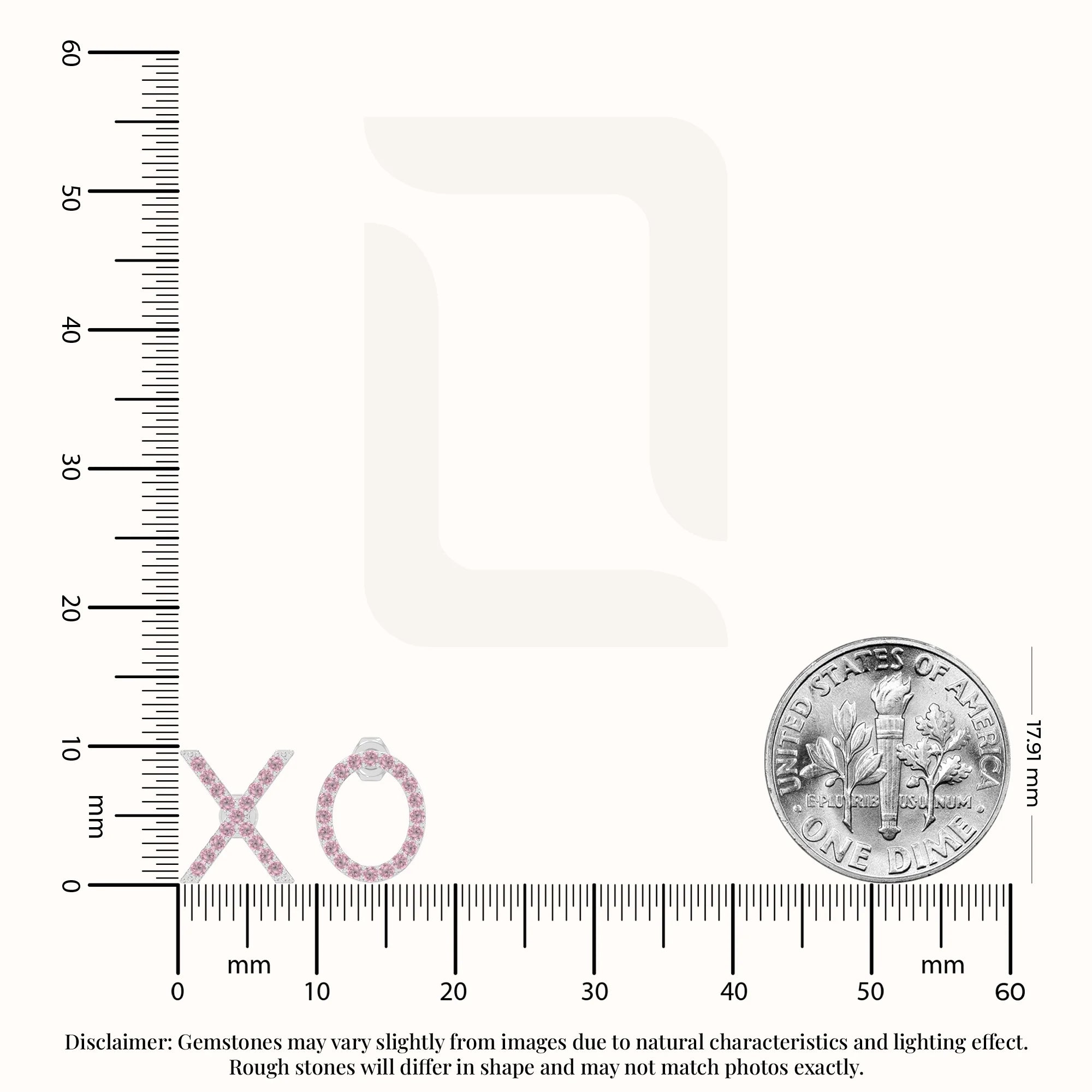 natural pink-tourmaline xo stud earrings in sterling silver 