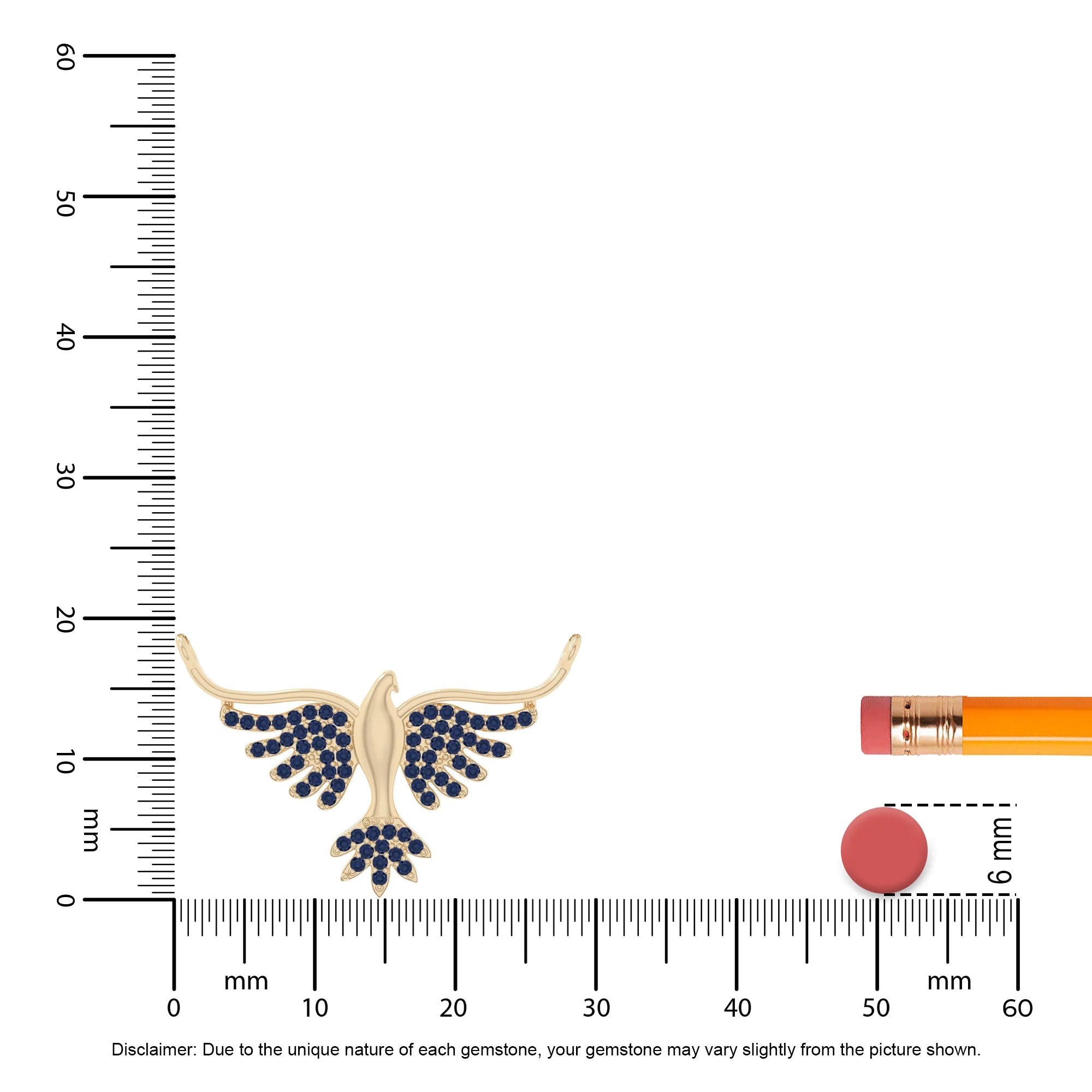 natural blue-sapphire phoenix eagle necklaces in yellow gold vermeil 