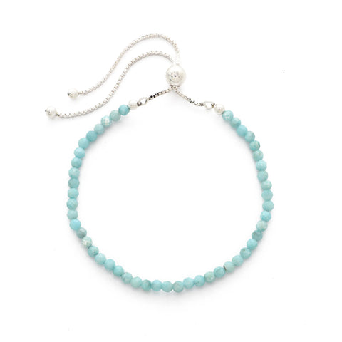 natural larimar round shape bolo bracelet