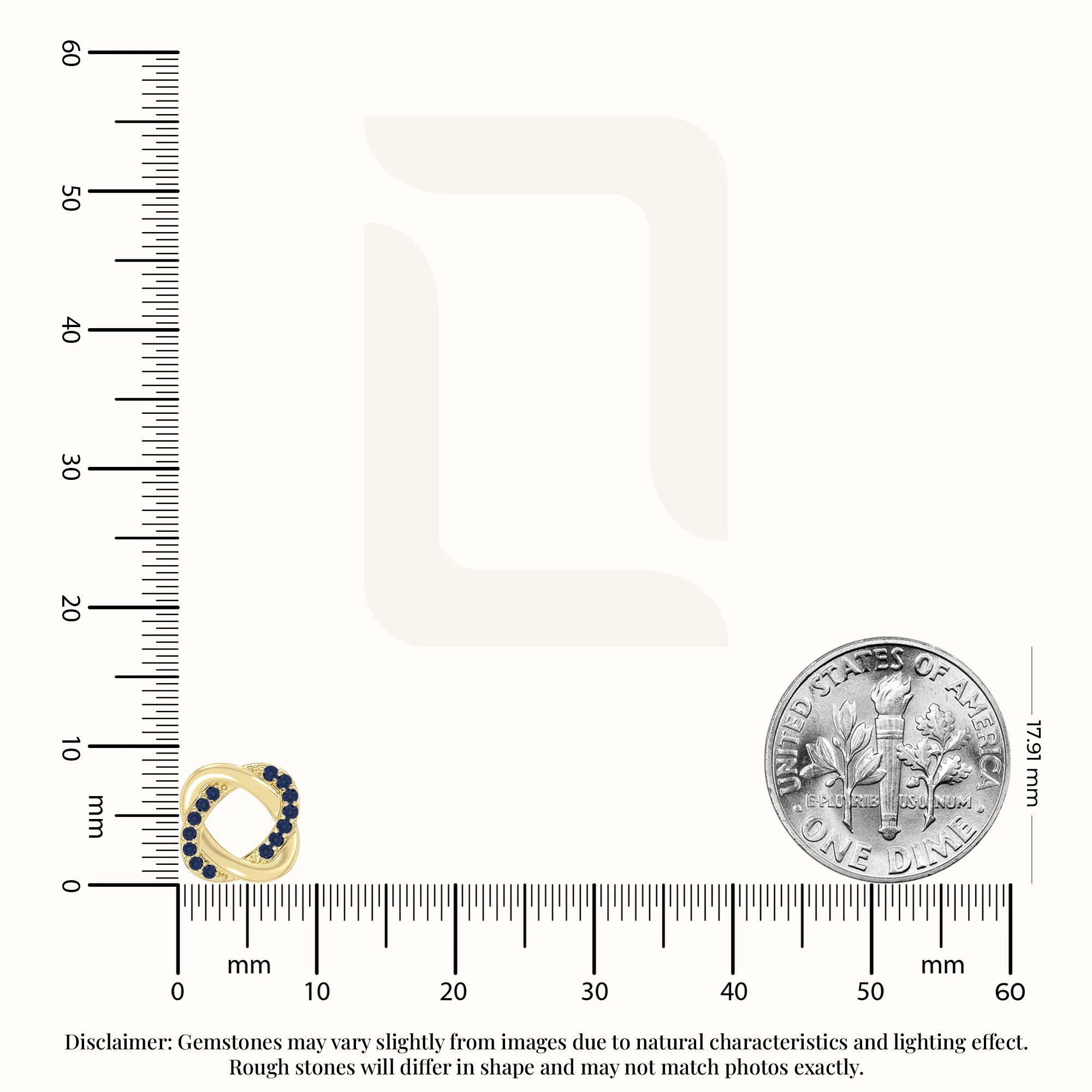 natural blue-sapphire knot-love stud earrings in yellow gold vermeil 