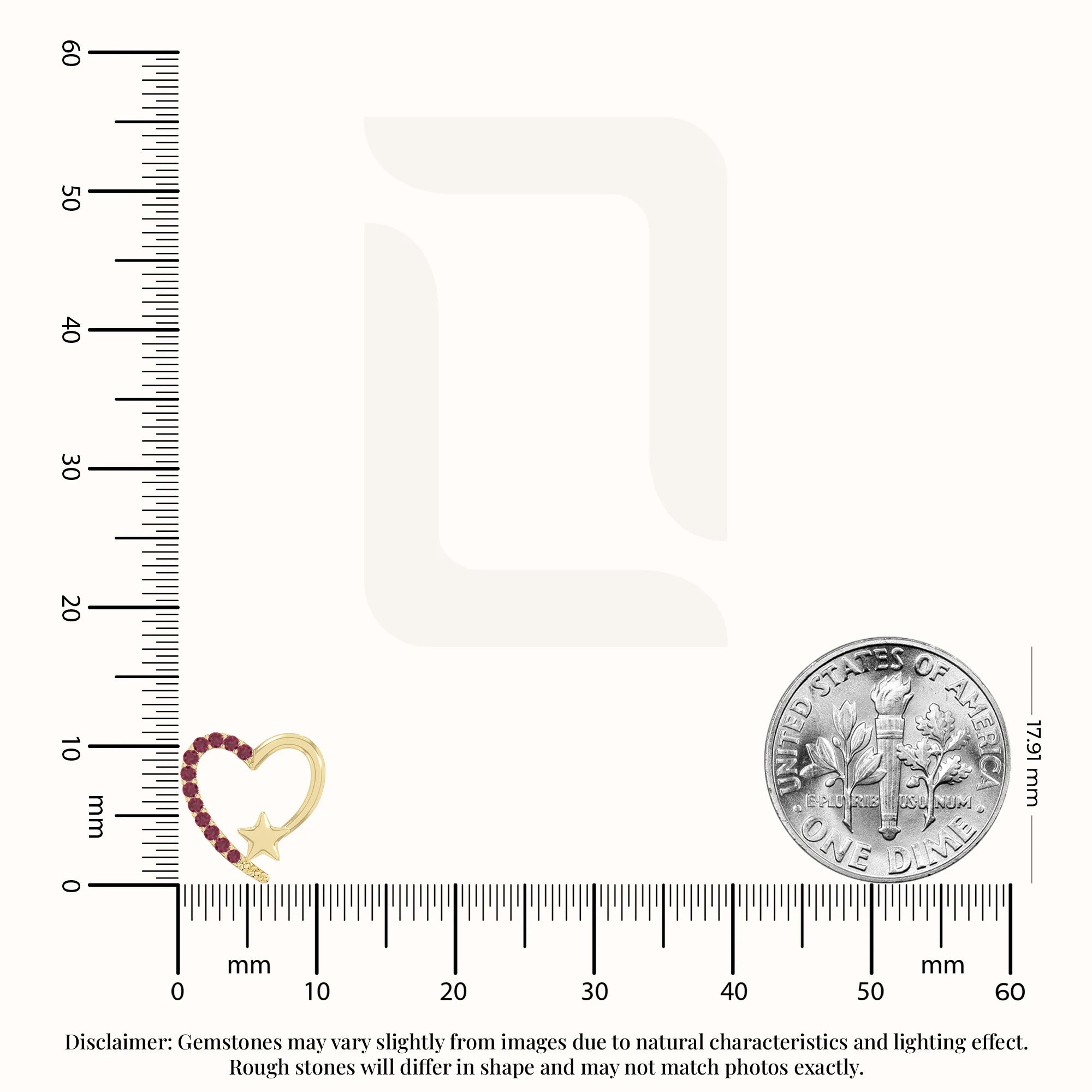 natural ruby heart-star stud earrings in yellow gold vermeil 