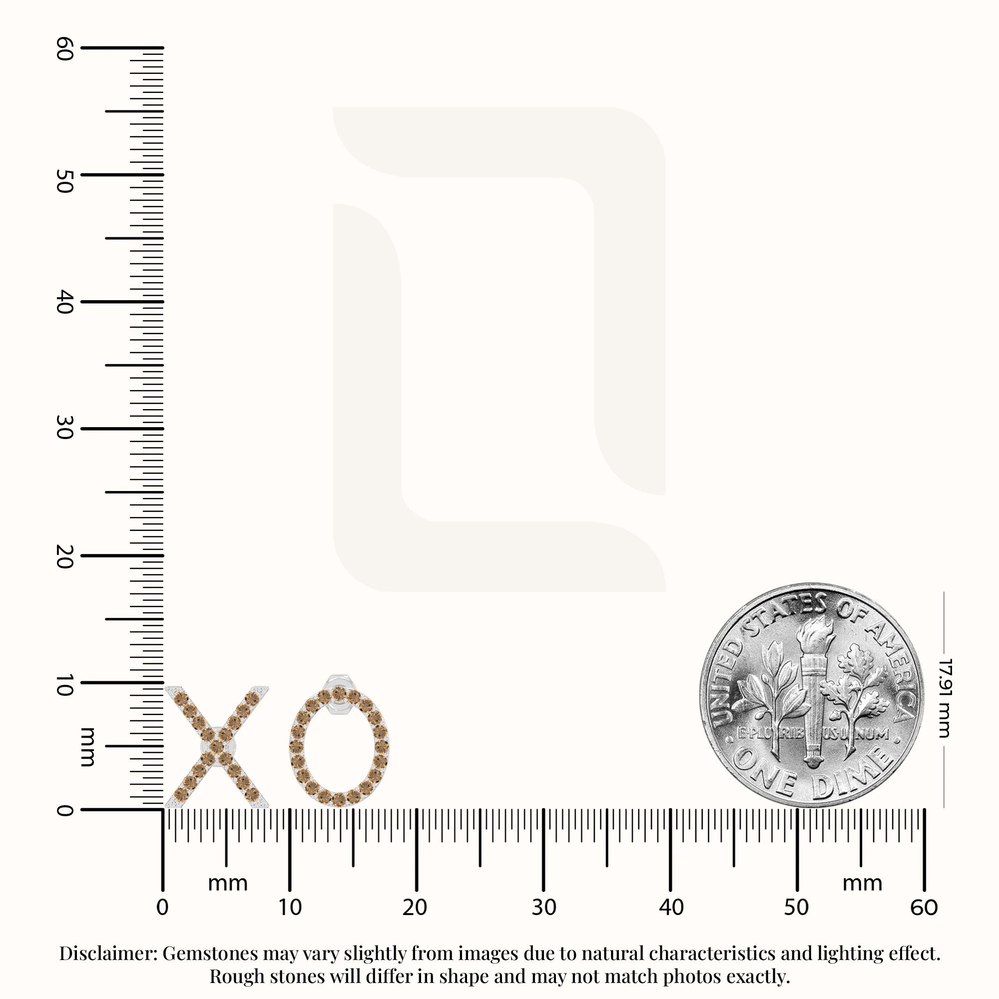 natural citrine xo stud earrings in sterling silver 