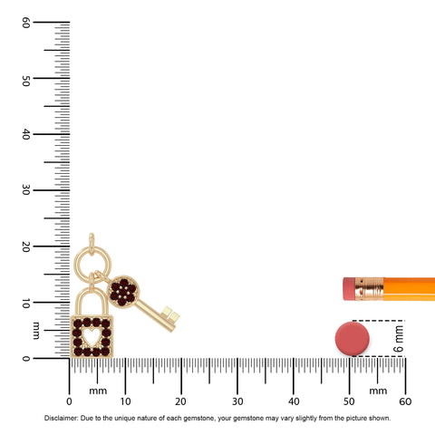 natural garnet lock & key necklaces in yellow gold vermeil 