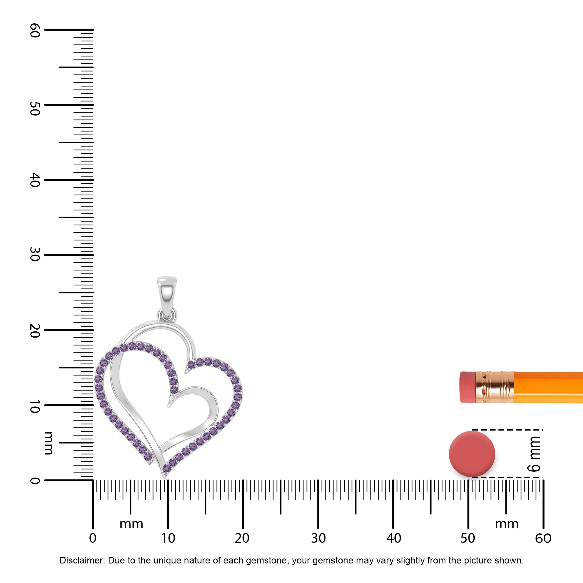 natural amethyst double heart necklaces in sterling silver 