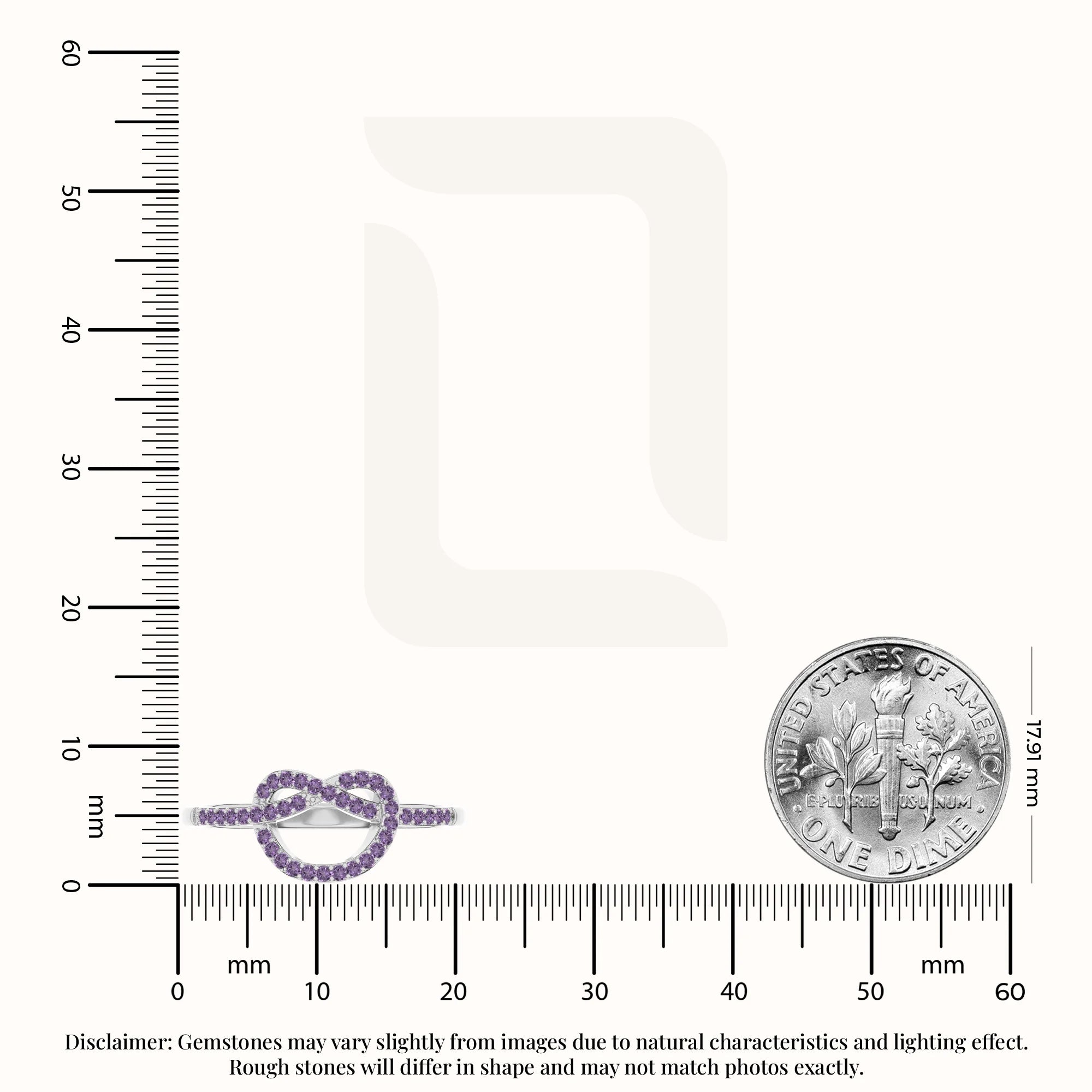 natural amethyst infinity knot promise rings in sterling silver 