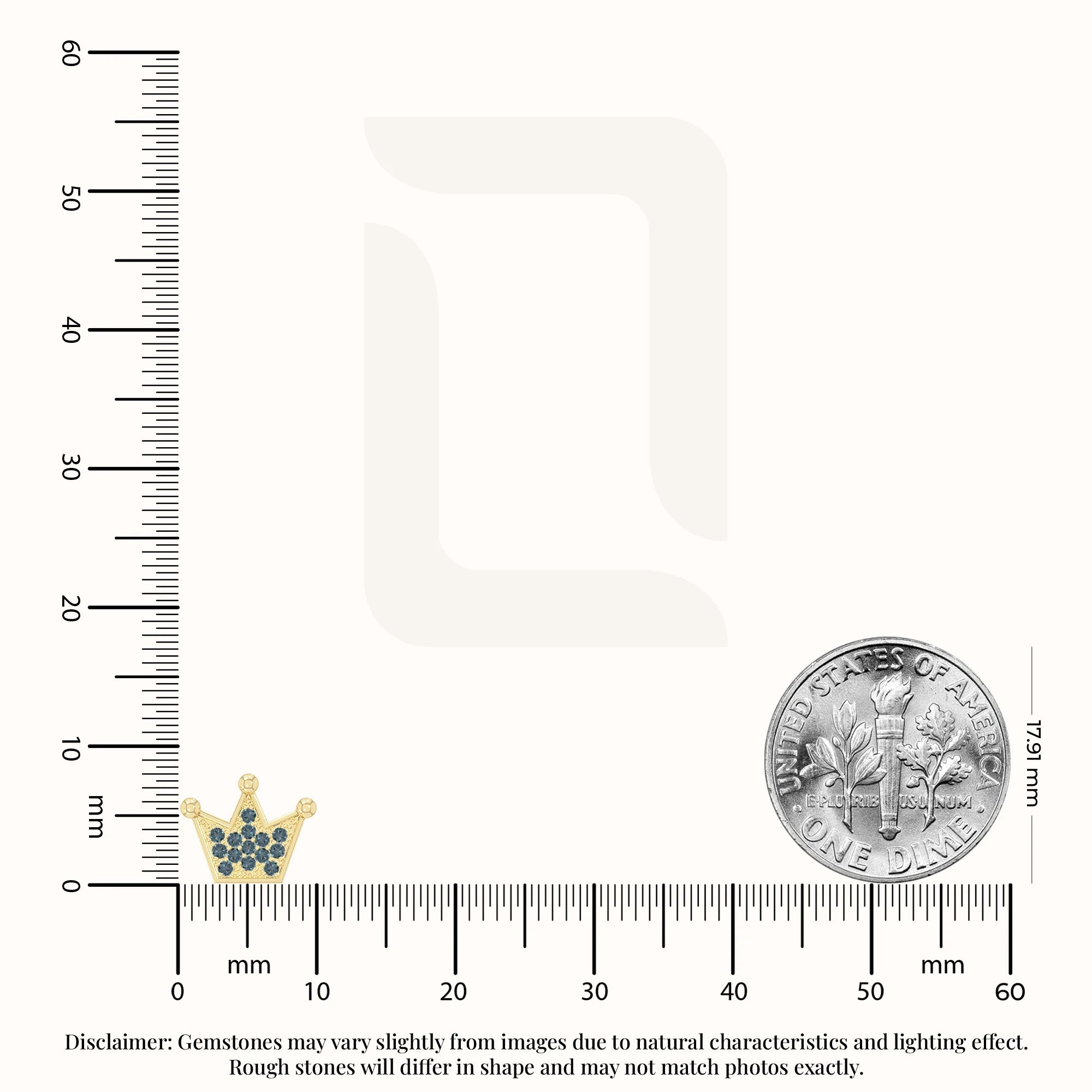 natural london-blue-topaz crown stud earrings in yellow gold vermeil 