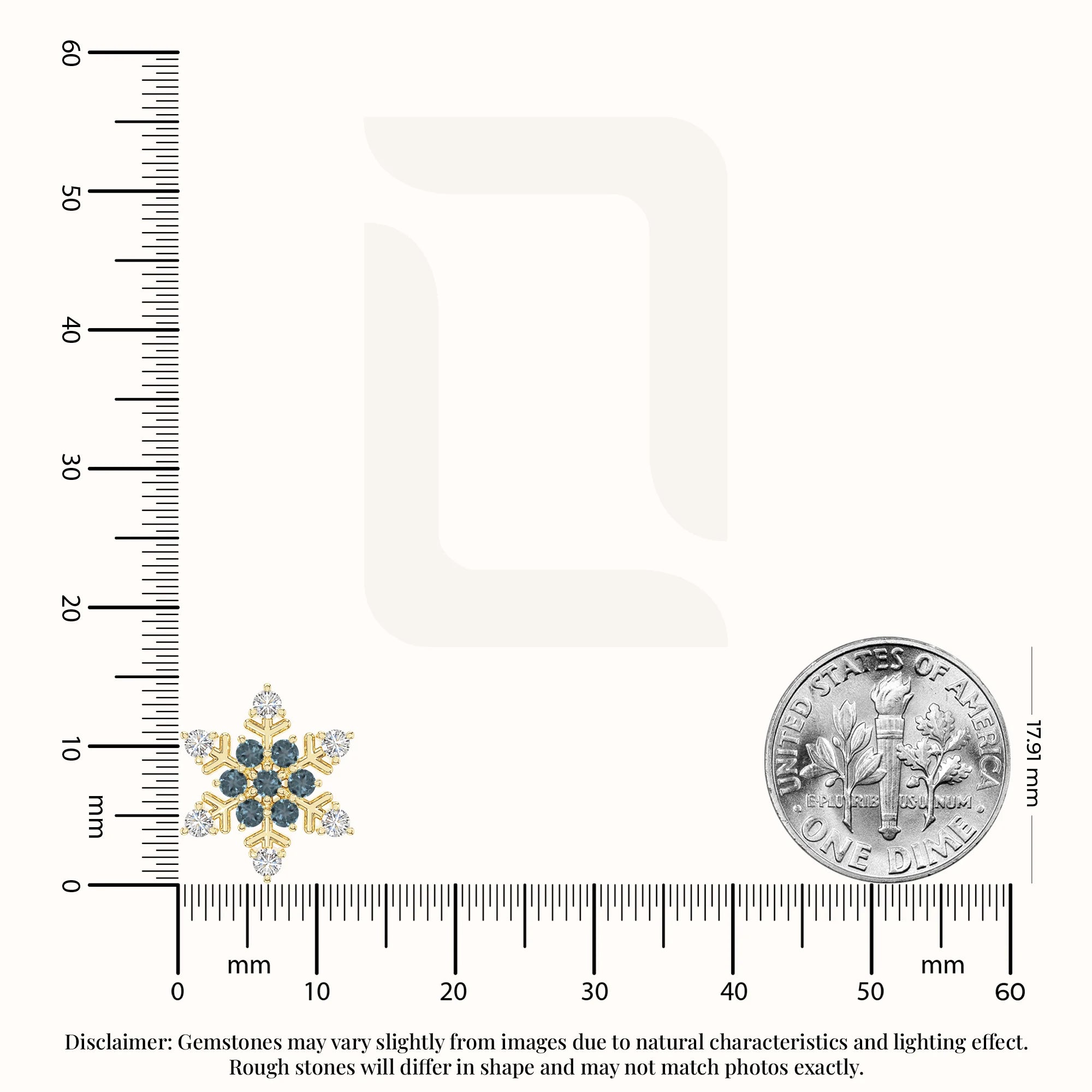 natural london-blue-topaz snowflake stud earrings in yellow gold vermeil 