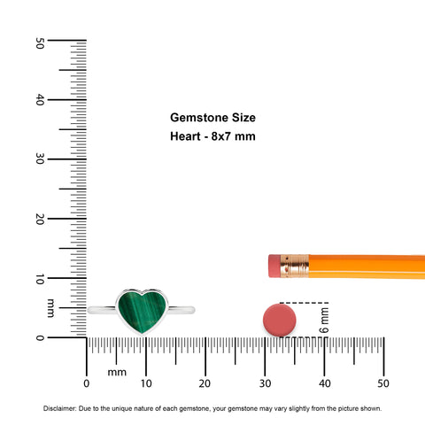 malachite heart shape stackable bezel-set ring