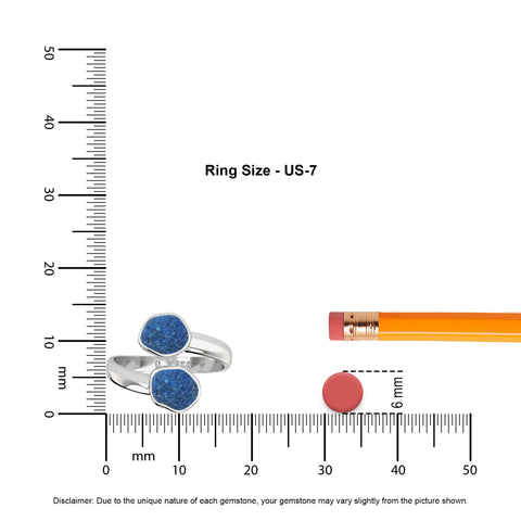 azurite rough shape stackable bezel-set ring