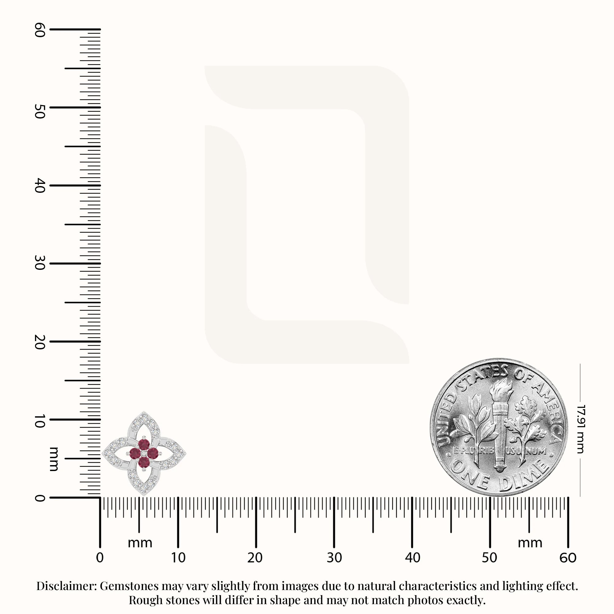 natural ruby 4 petal flower stud earrings in sterling silver 