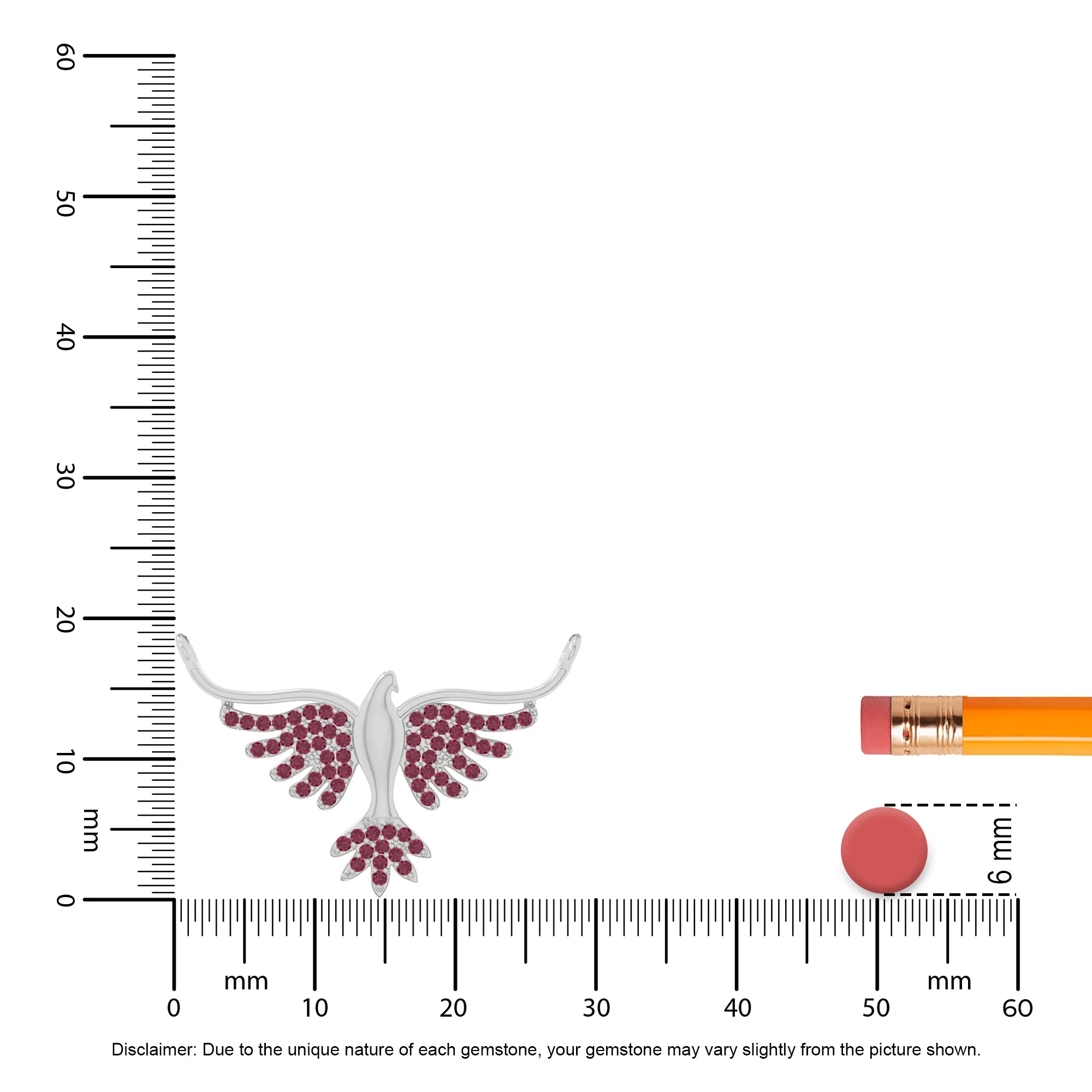 natural ruby phoenix eagle necklaces in sterling silver 