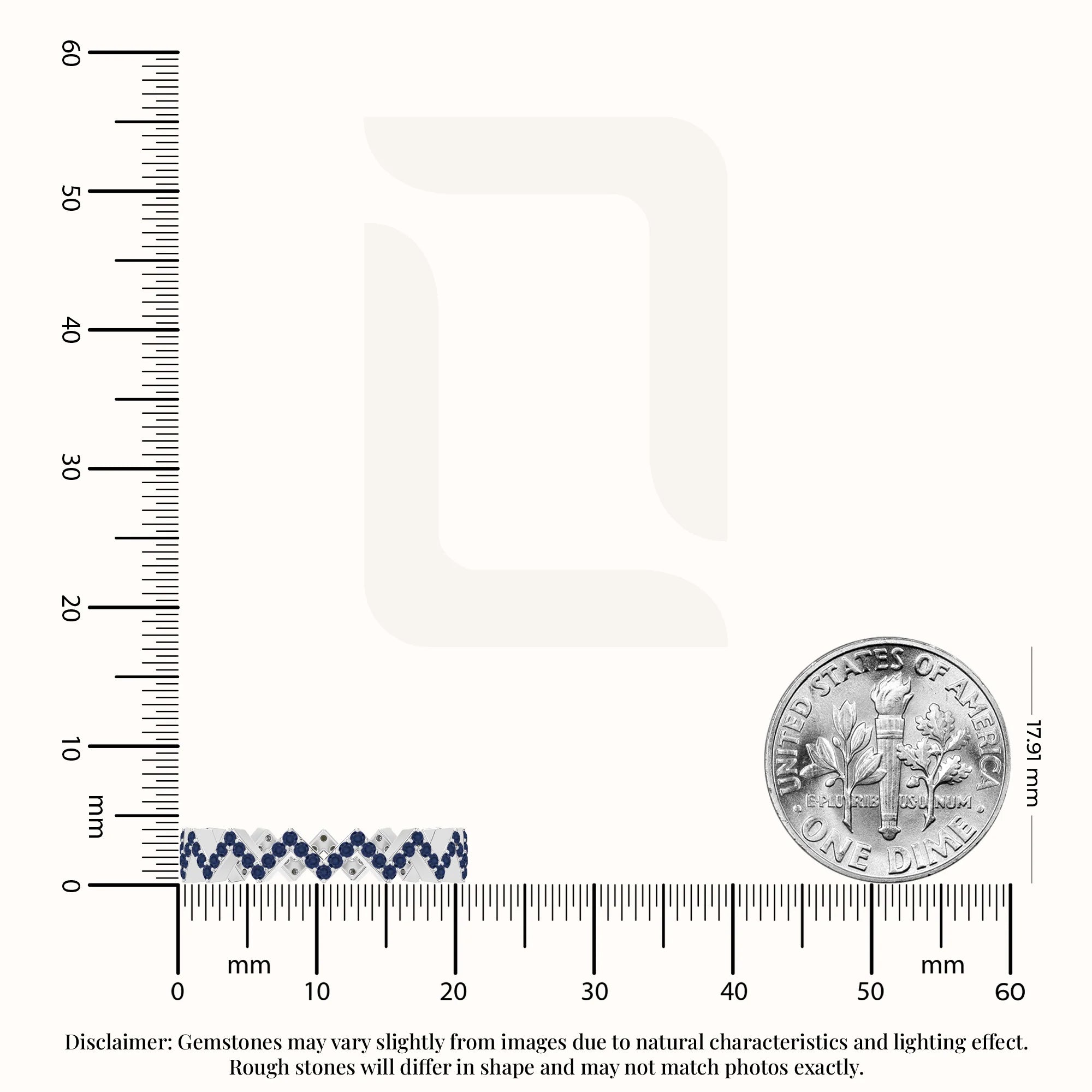 natural blue sapphire zig-zag wedding band rings in sterling silver 