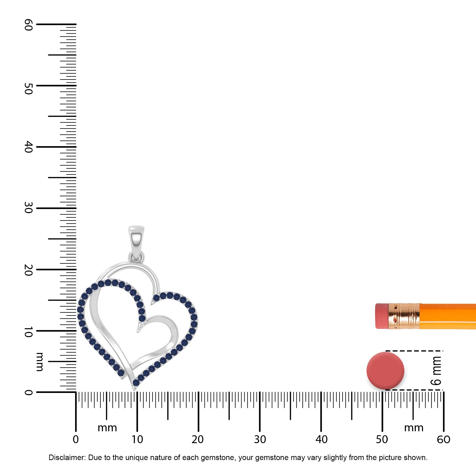 natural blue-sapphire double heart necklaces in sterling silver 