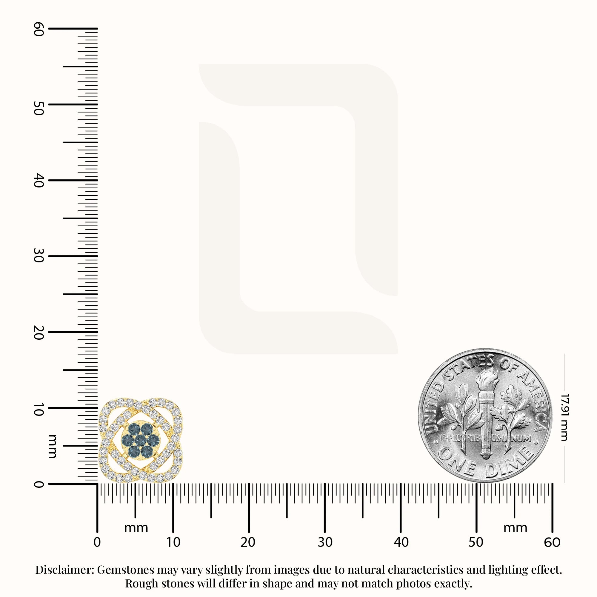 natural london-blue-topaz inner power stud earrings in yellow gold vermeil 