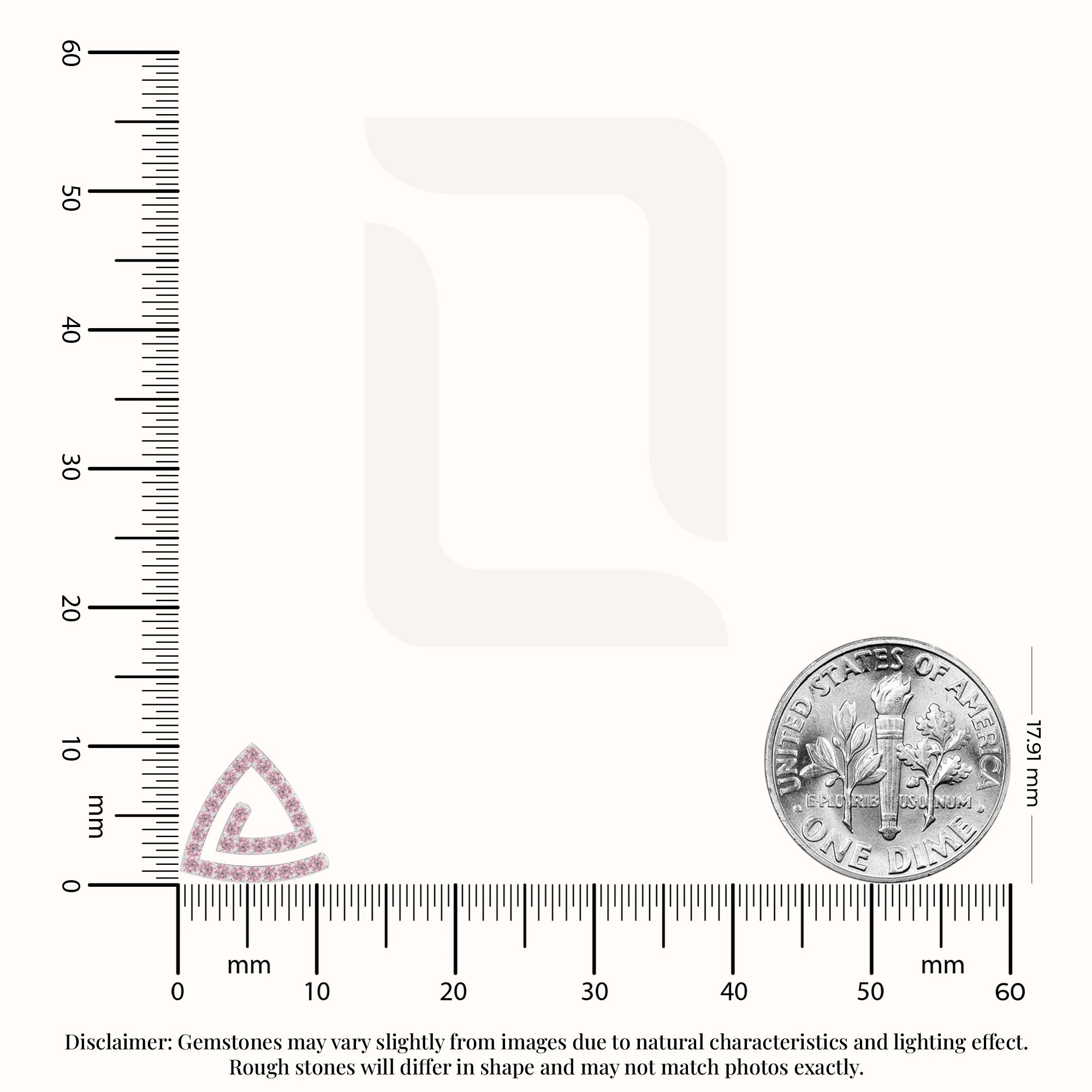 natural pink-tourmaline triangle stud earrings in sterling silver 