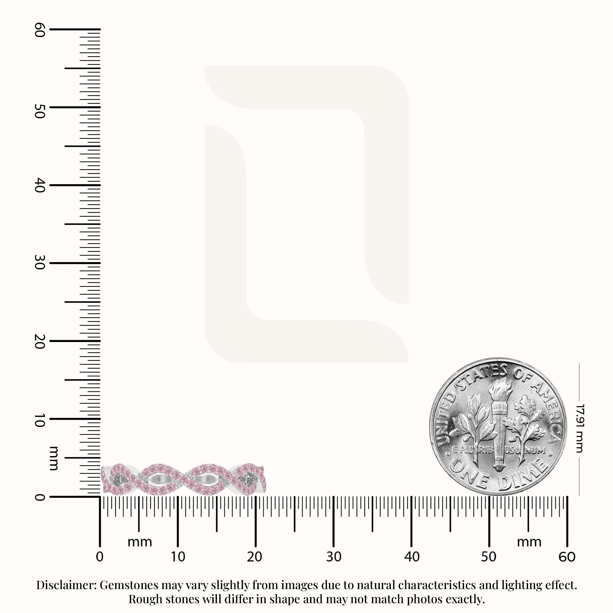 natural pink tourmaline twisted wedding band rings in sterling silver 