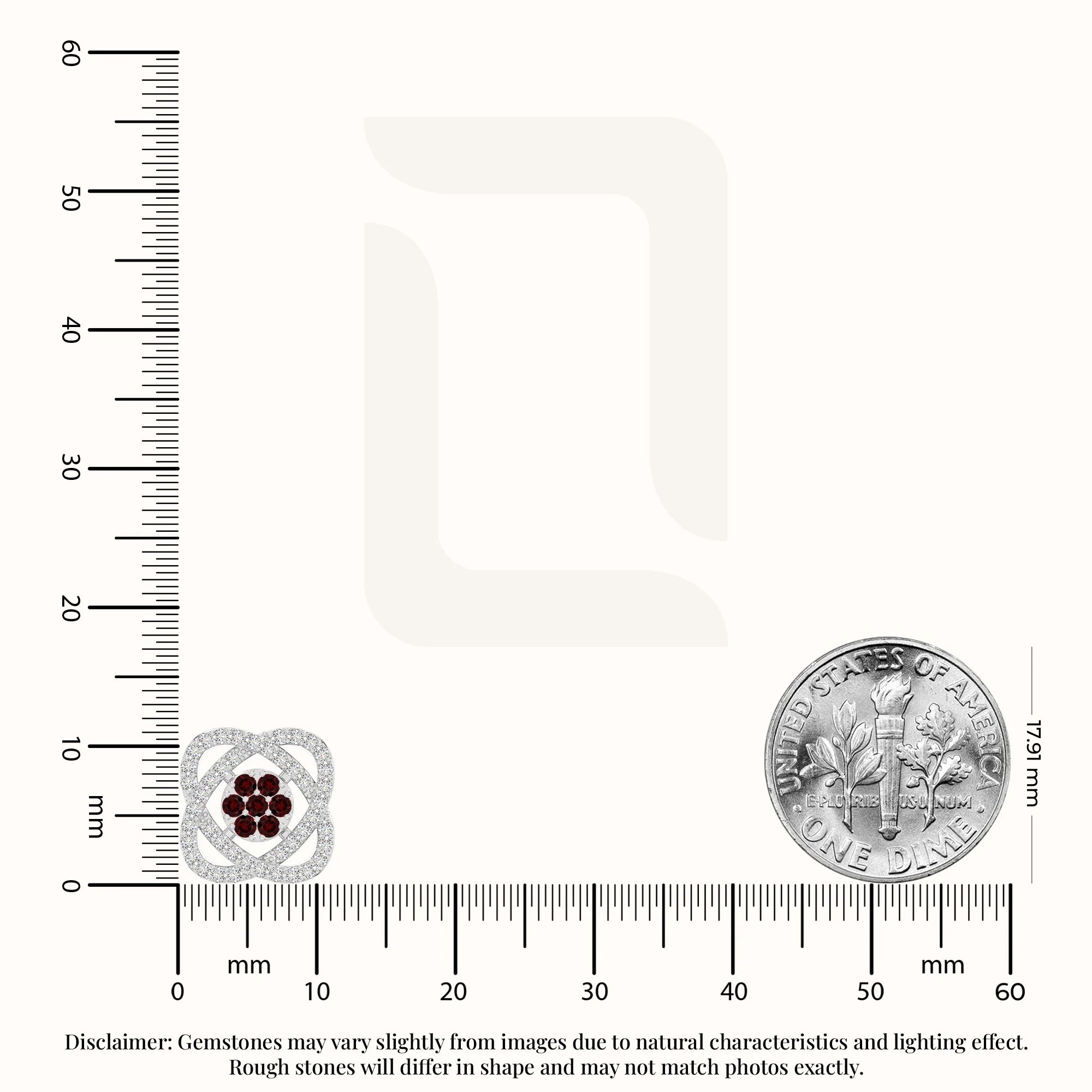 natural garnet inner power stud earrings in sterling silver 