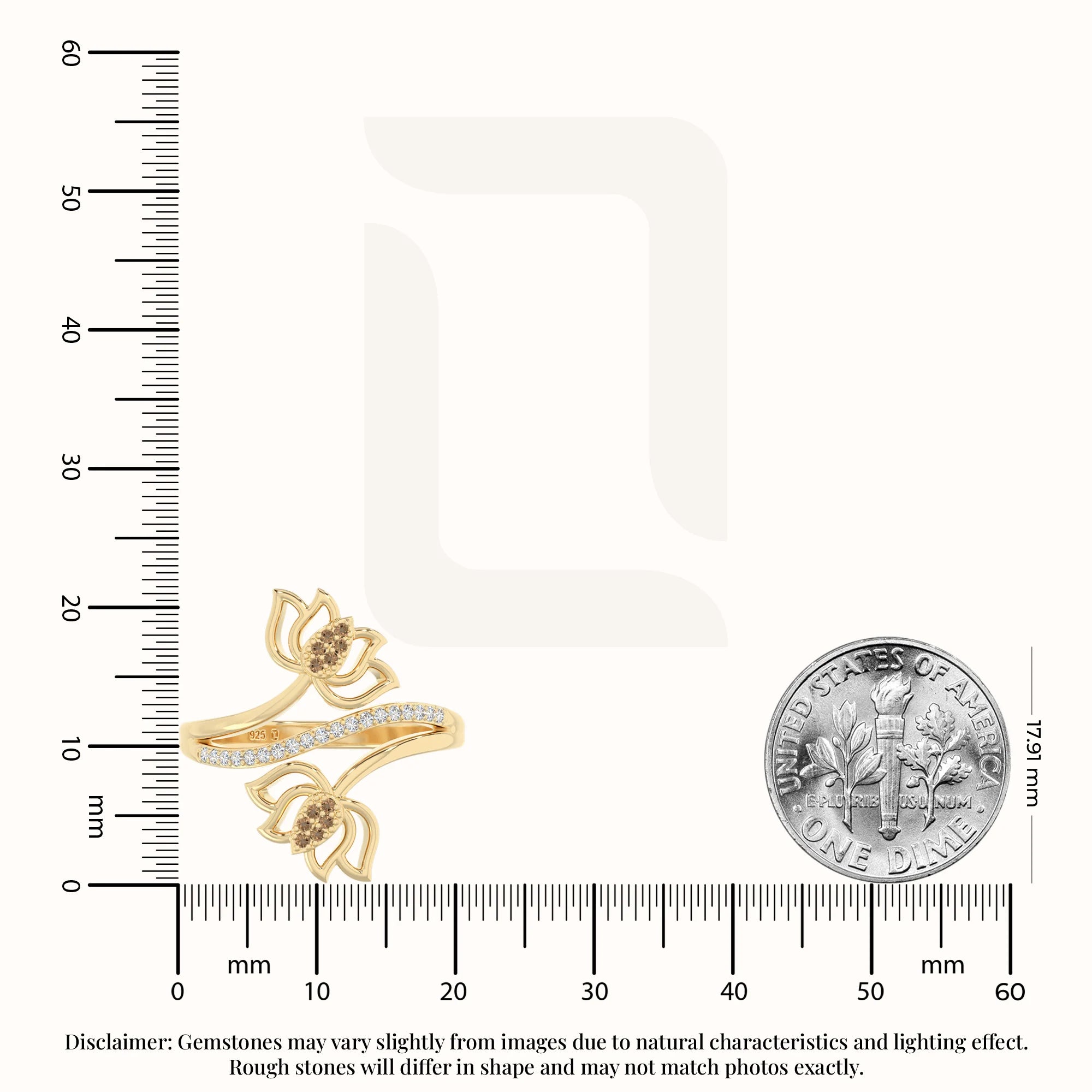 natural citrine lotus blossom rings in yellow gold vermeil