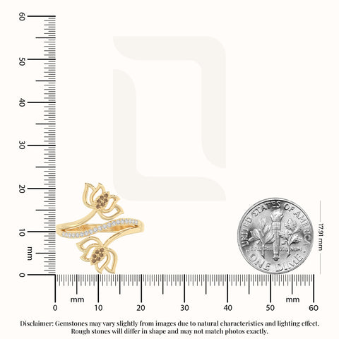 natural citrine lotus blossom rings in yellow gold vermeil