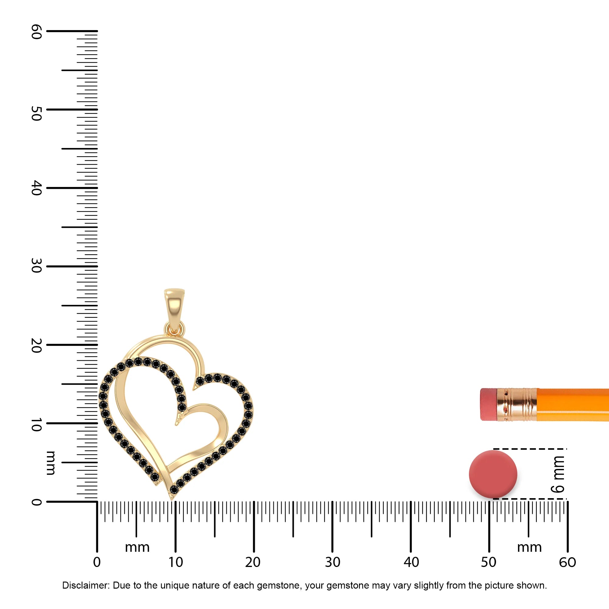 natural black-onyx double heart necklaces in yellow gold vermeil 