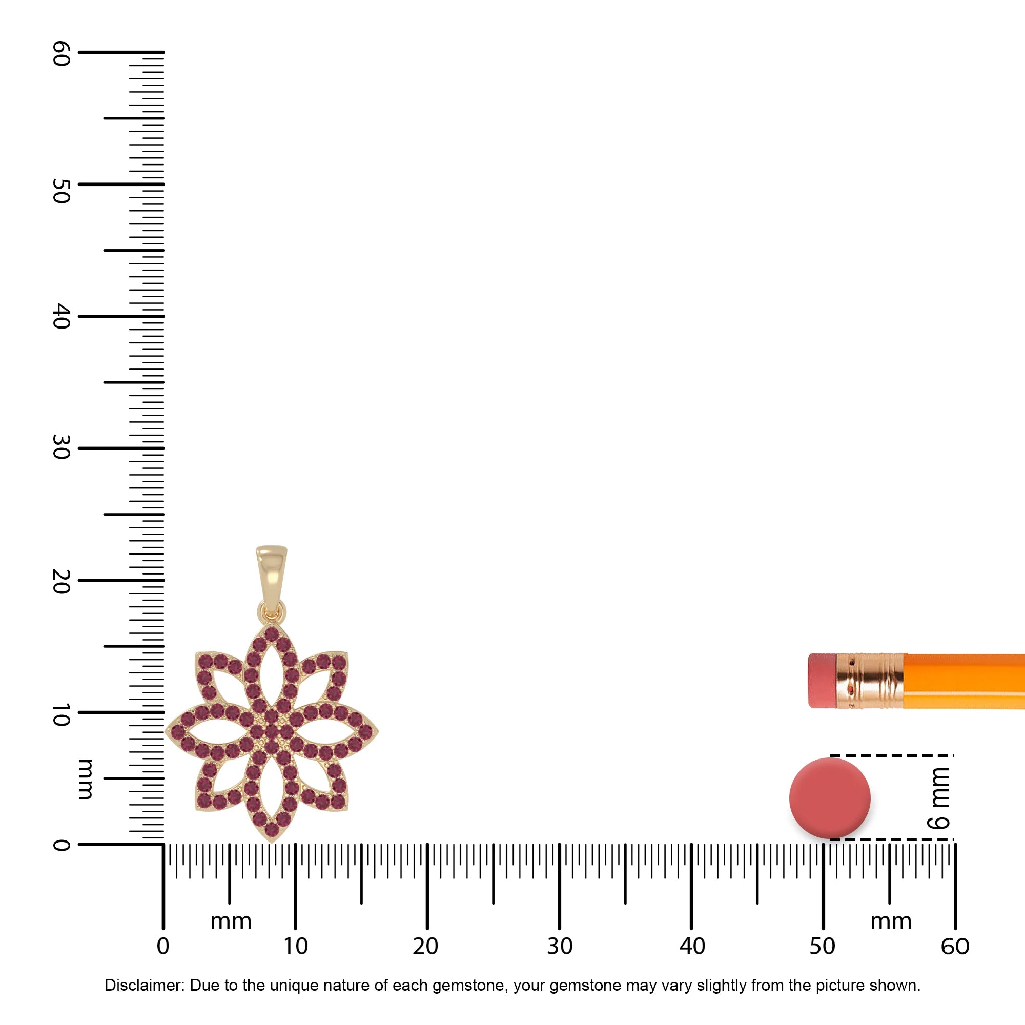 natural ruby flower necklaces in yellow gold vermeil 