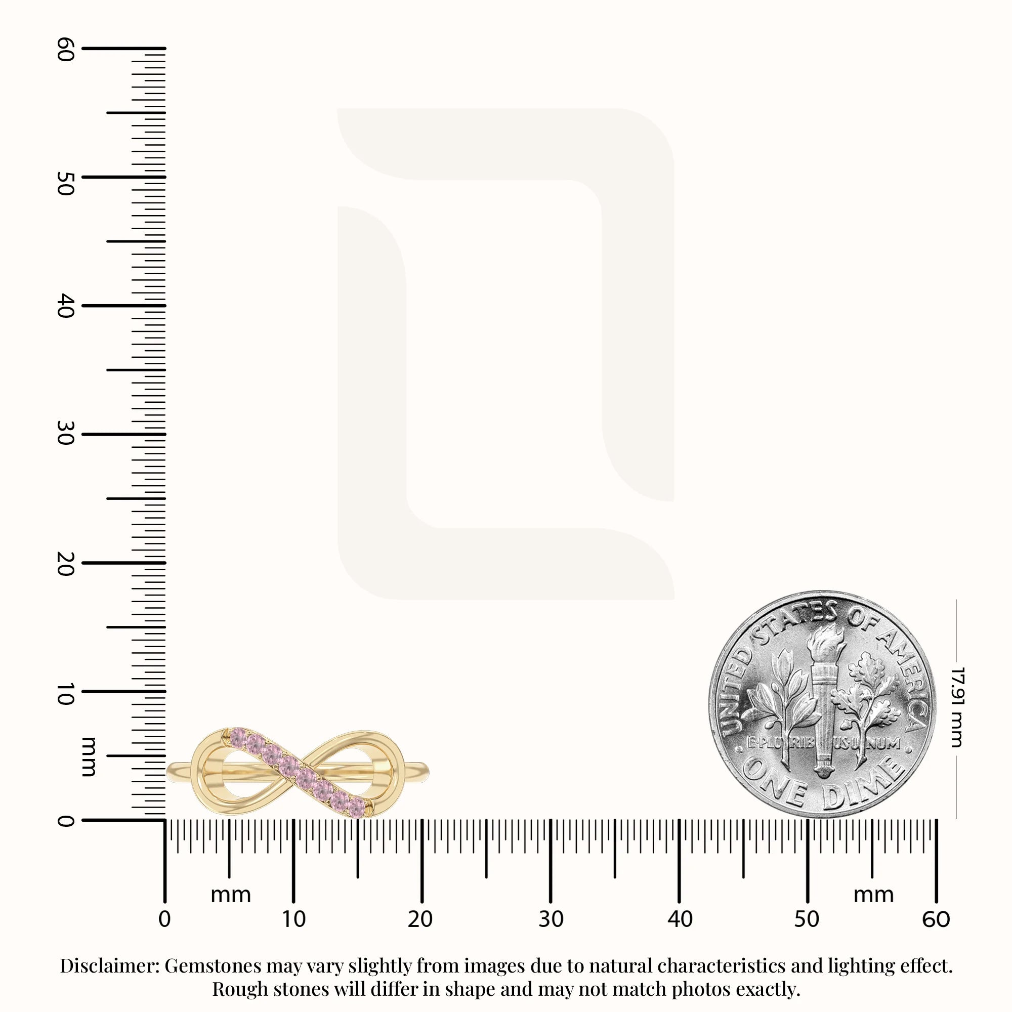 natural pink tourmaline infinity promise rings in yellow gold vermeil