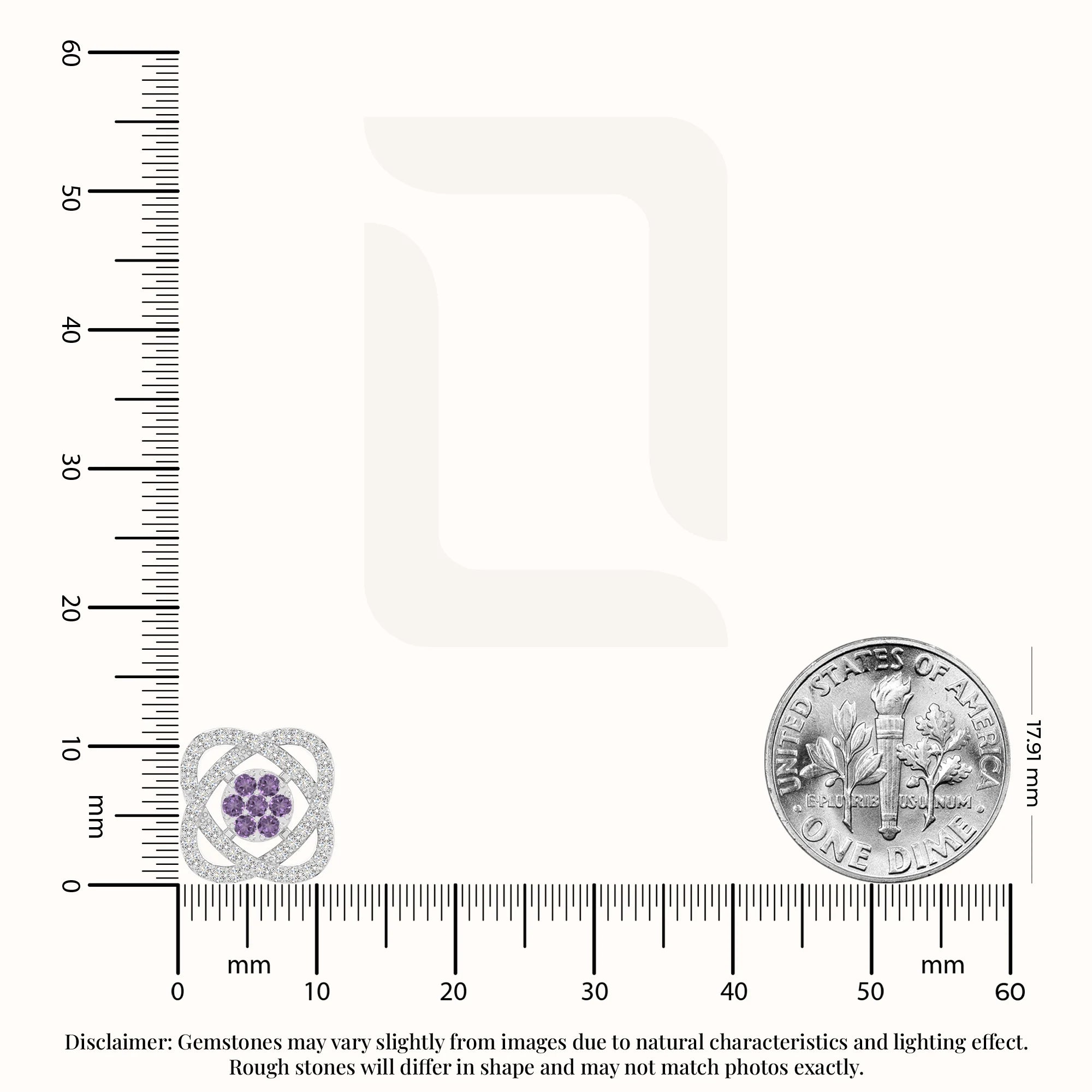 natural amethyst inner power stud earrings in sterling silver 