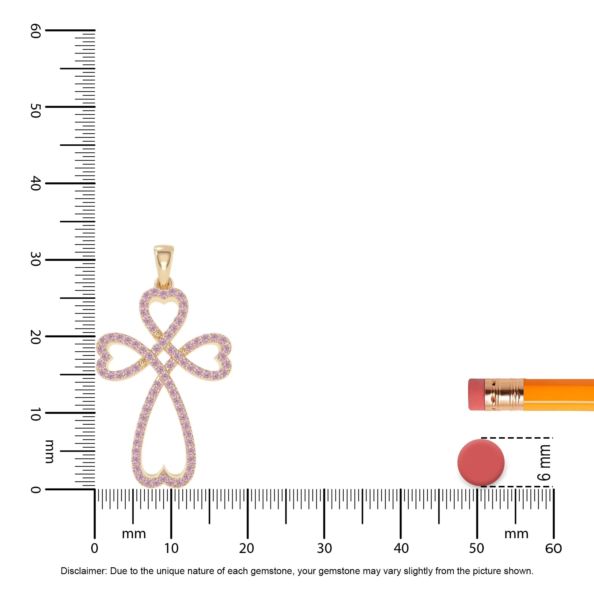 natural pink-tourmaline infinity cross necklaces in yellow gold vermeil 