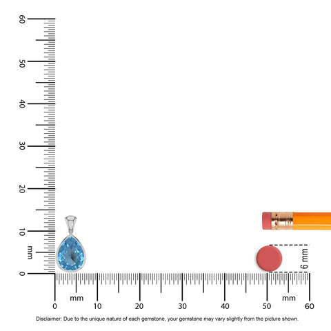 Natural Swiss Blue Topaz Pear Shape Pendant Necklace