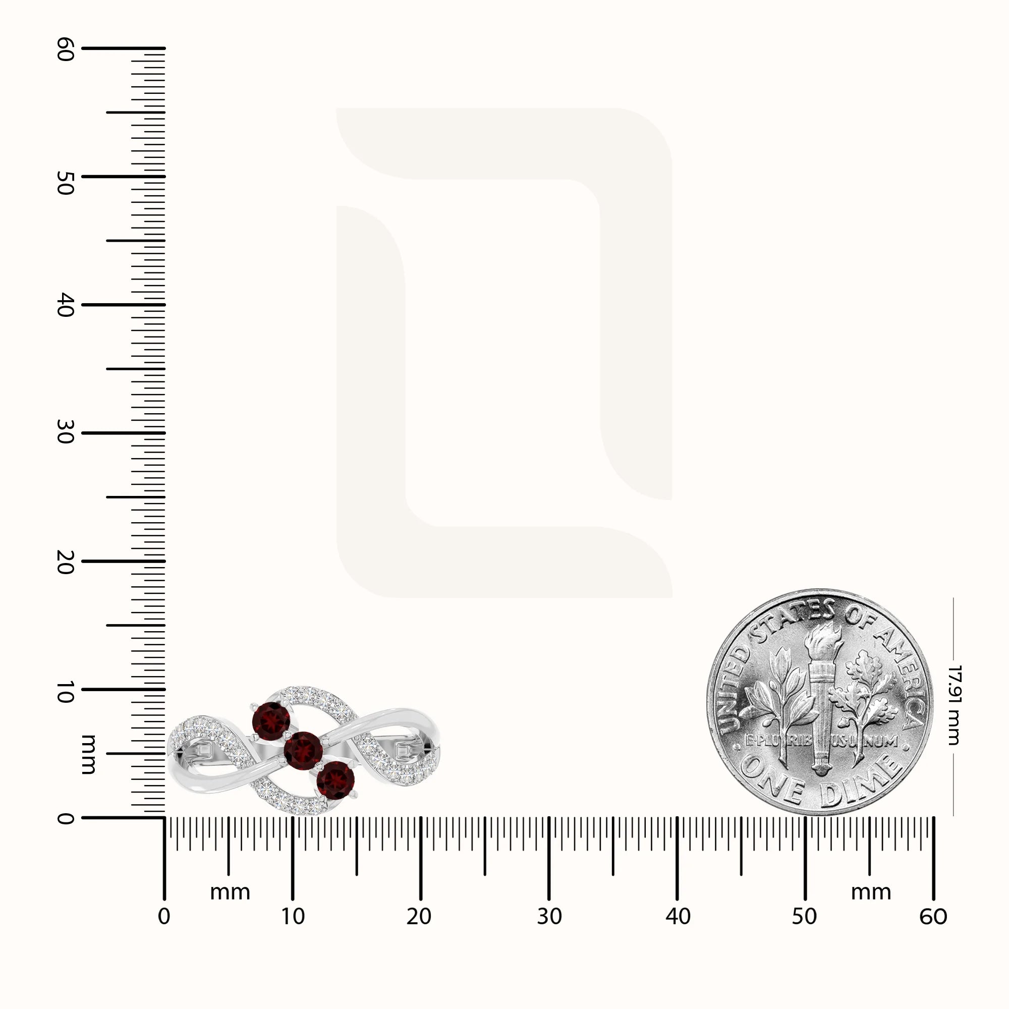 natural garnet infinity promise rings in sterling silver 