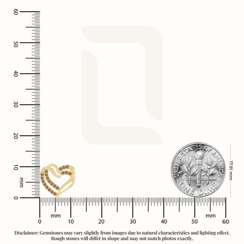 natural citrine heart-in-heart stud earrings in yellow gold vermeil 