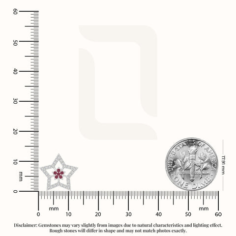 natural ruby star stud earrings in sterling silver 