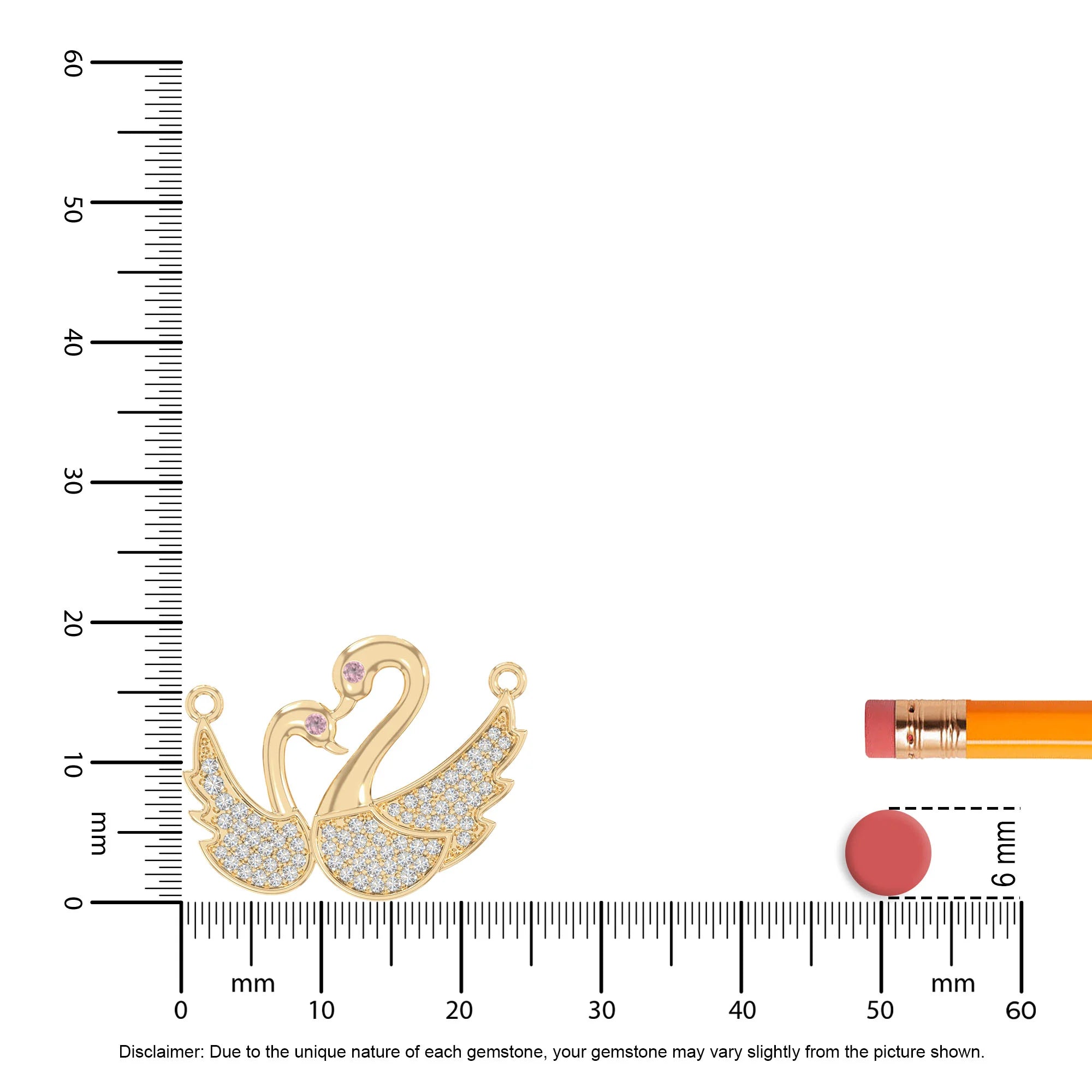 natural pink-tourmaline mother child swan necklaces in yellow gold vermeil 