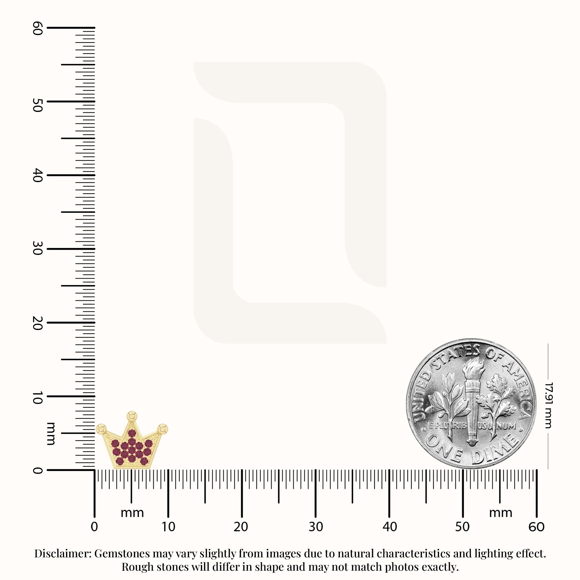 natural ruby crown stud earrings in yellow gold vermeil 