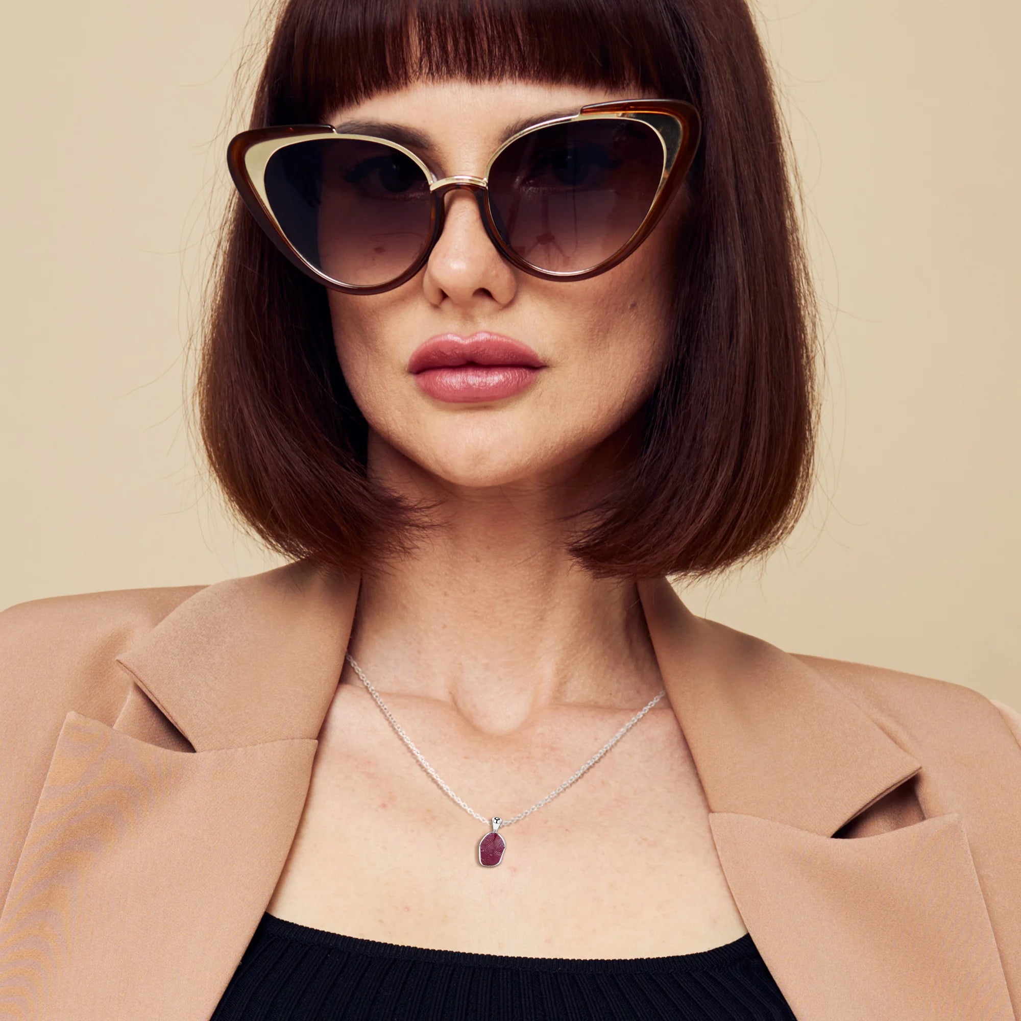 natural ruby rough shape pendant necklace