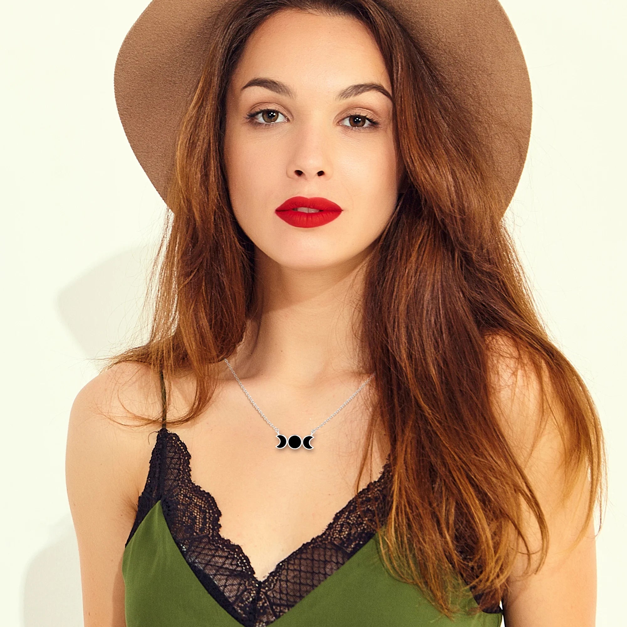 natural black-tourmaline sun-moon shape pendant necklace