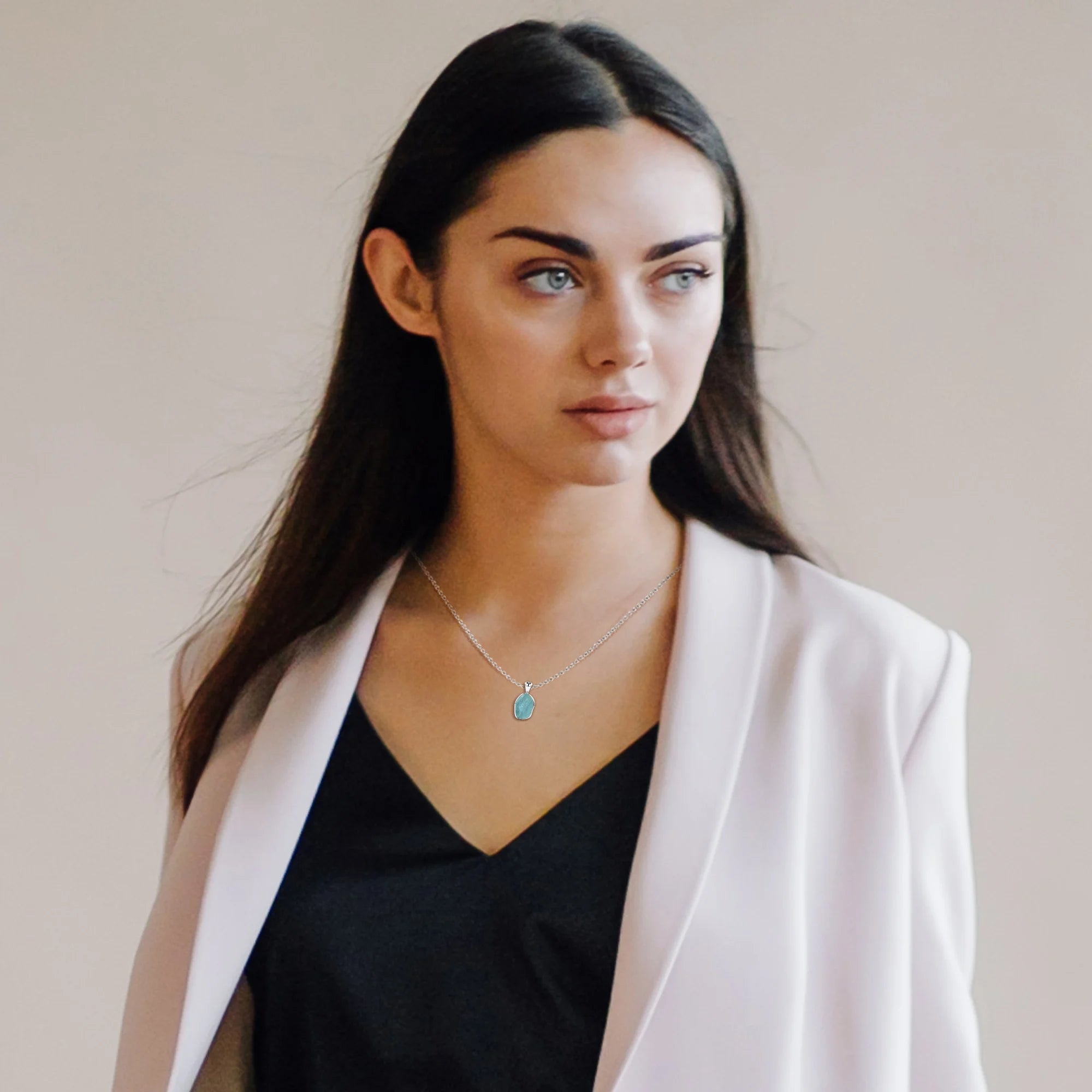 natural aquamarine rough shape pendant necklace