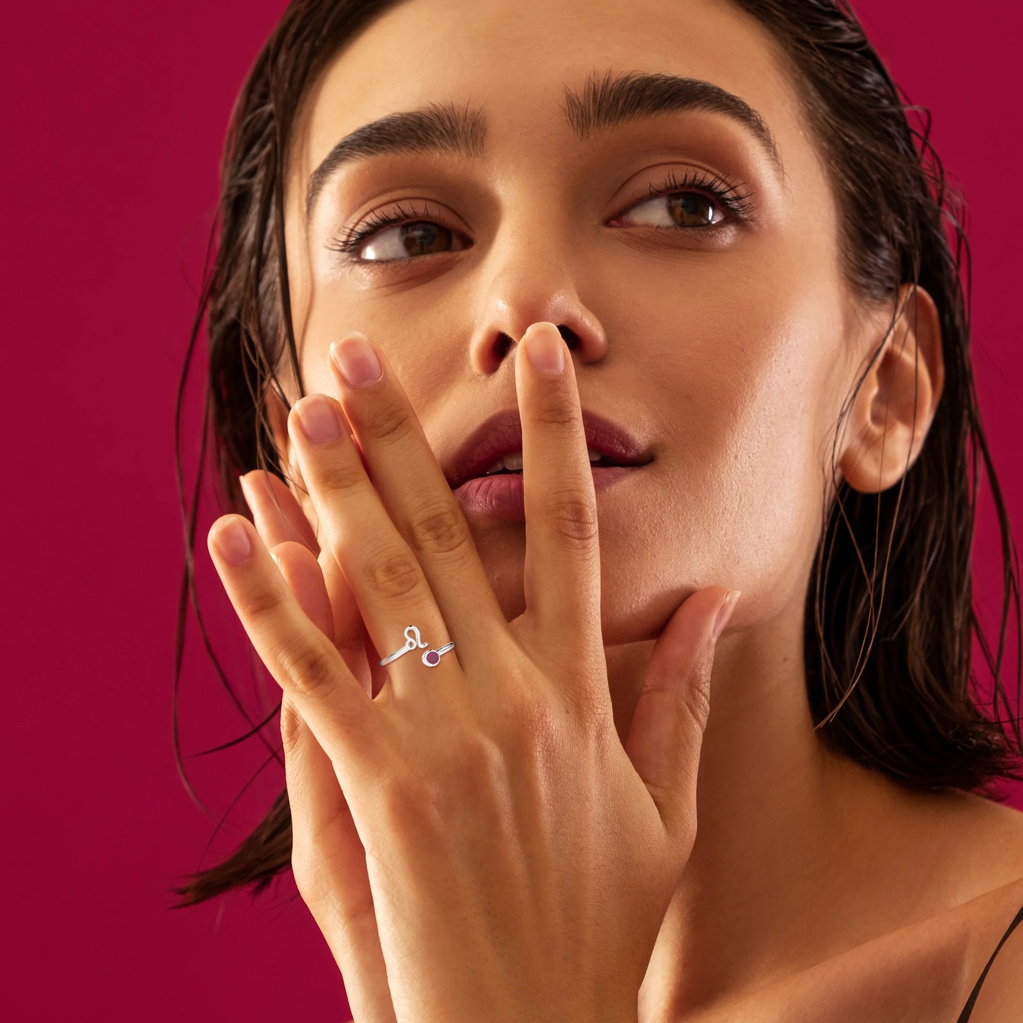 leo zodiac ring with natural ruby