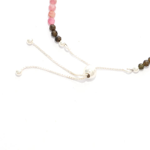 natural multi-tourmaline round shape bolo bracelet