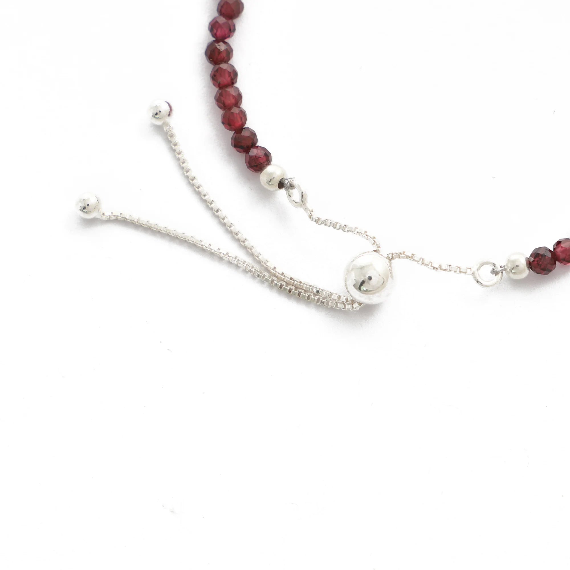 natural red-garnet round shape bolo bracelet