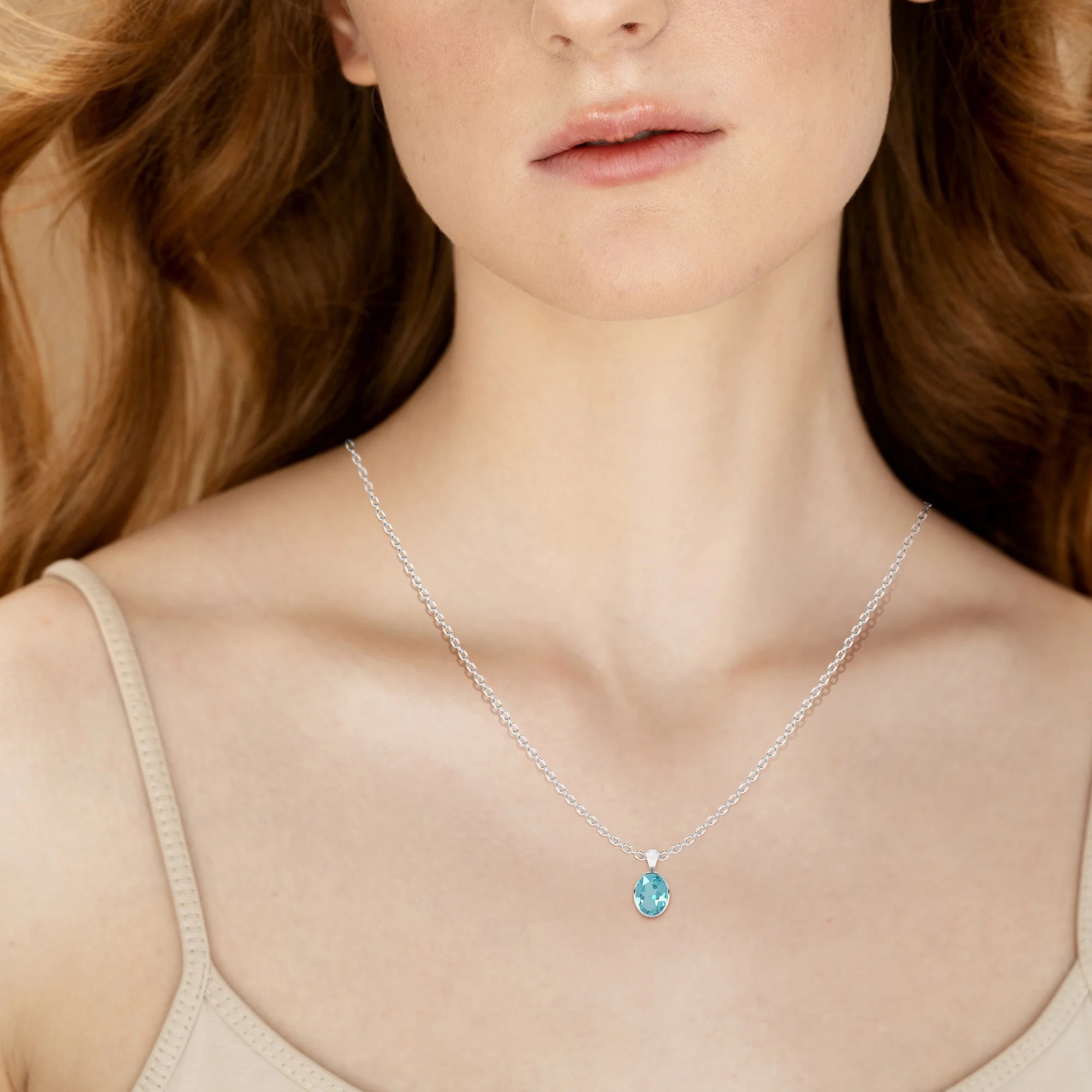 natural paraiba-apatite oval shape pendant necklace