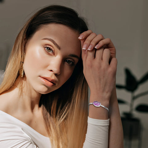 natural amethyst rough shape twister bracelet